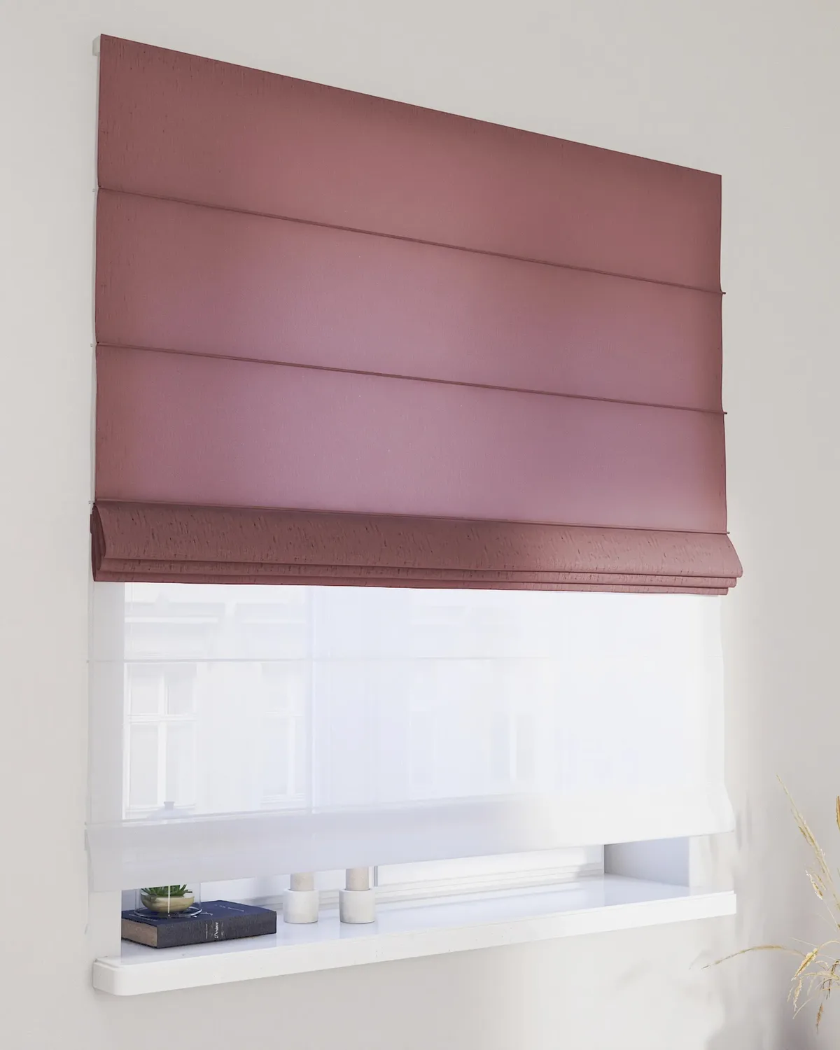 Doppelraffrollo Duo Farbe rosa Stoff halbtransparent, strukturiert, aus leinen van Dekoria – productfoto