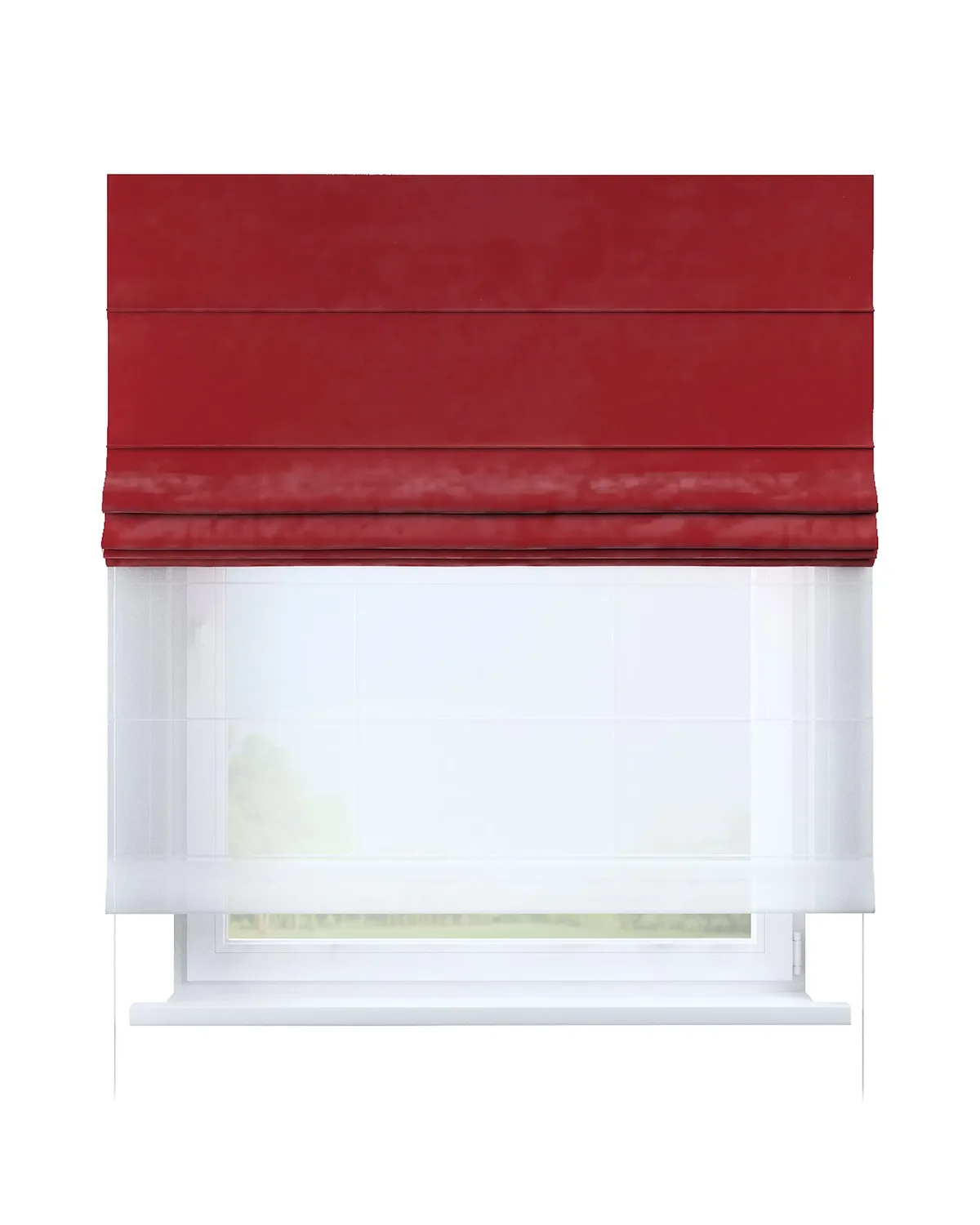 Doppelraffrollo Duo Farbe rot Stoff glänzend, samt de Dekoria – photo du produit