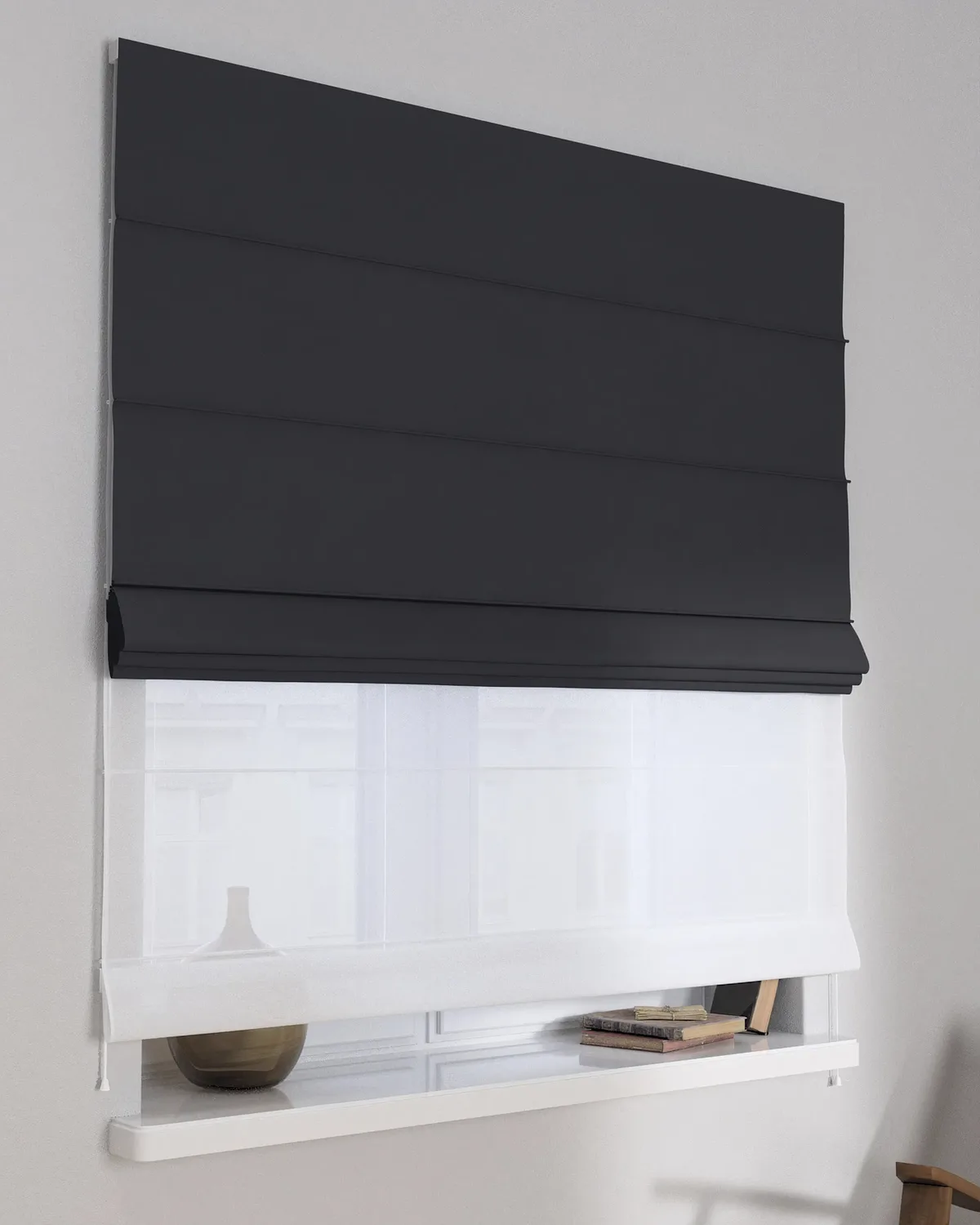 Doppelraffrollo Duo Farbe schwarz fra Dekoria – produktbillede