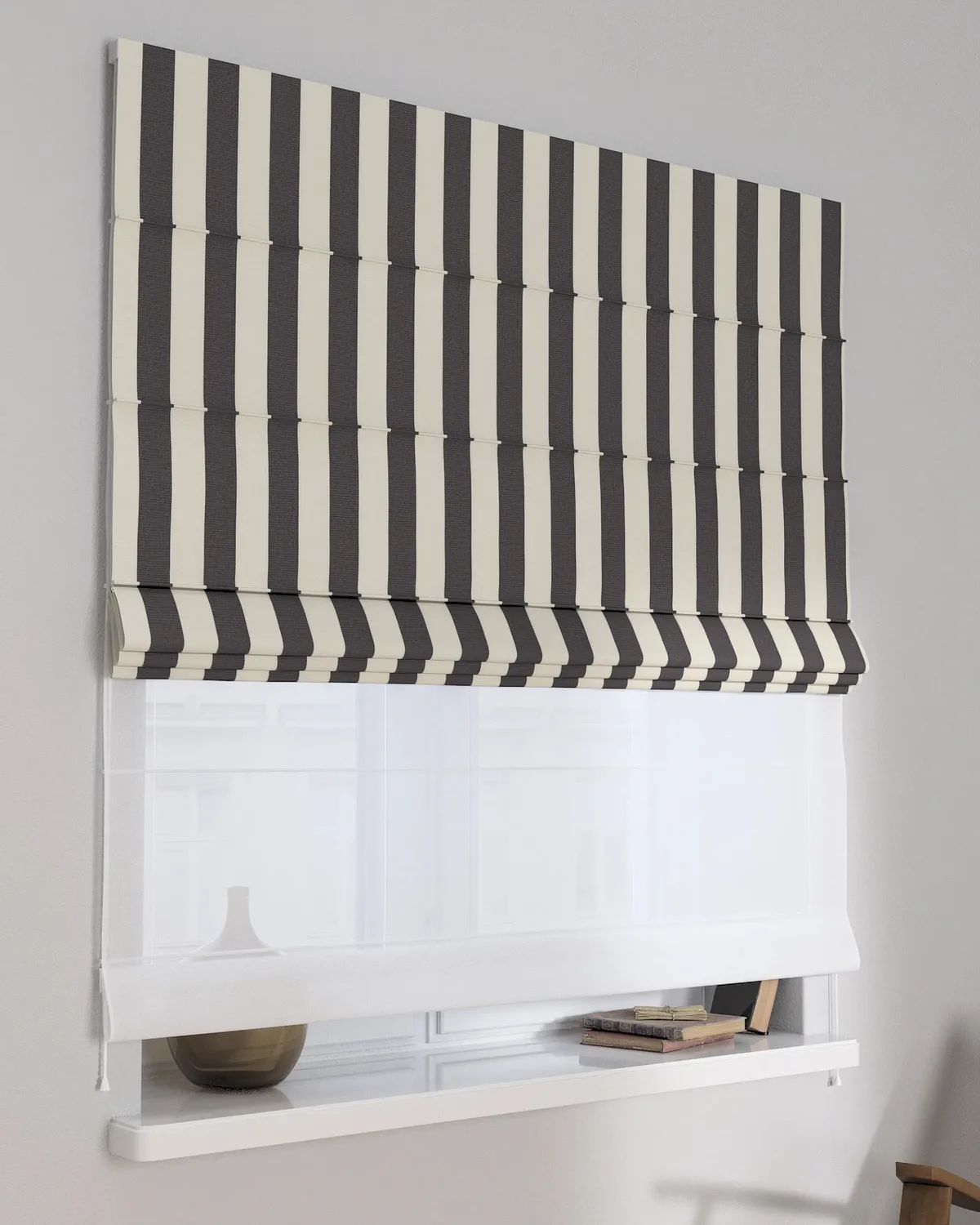Doppelraffrollo Duo Farbe schwarz Stoff gemustert by Dekoria – product photo