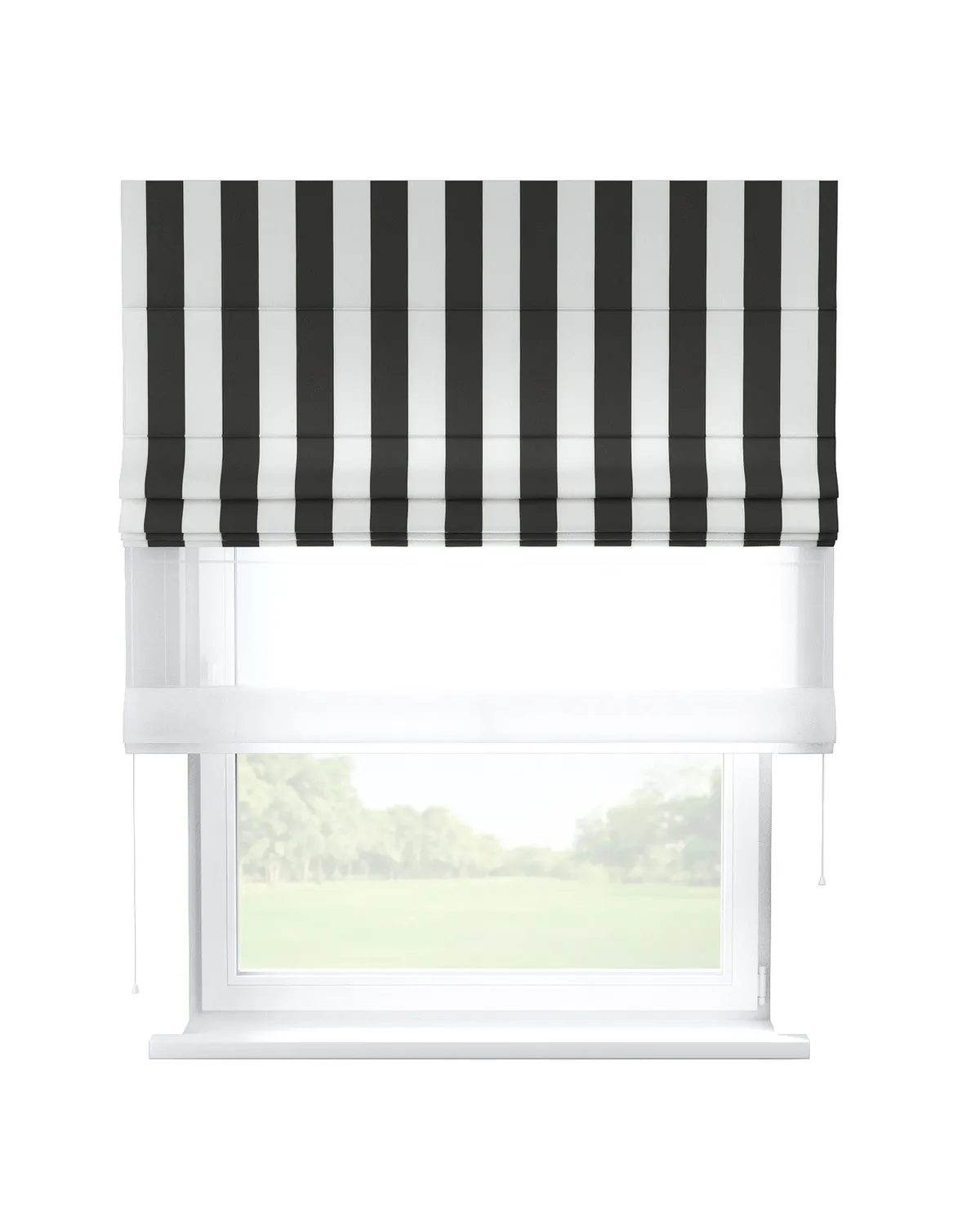 Doppelraffrollo Duo Farbe schwarz Stoff gemustert by Dekoria – product photo