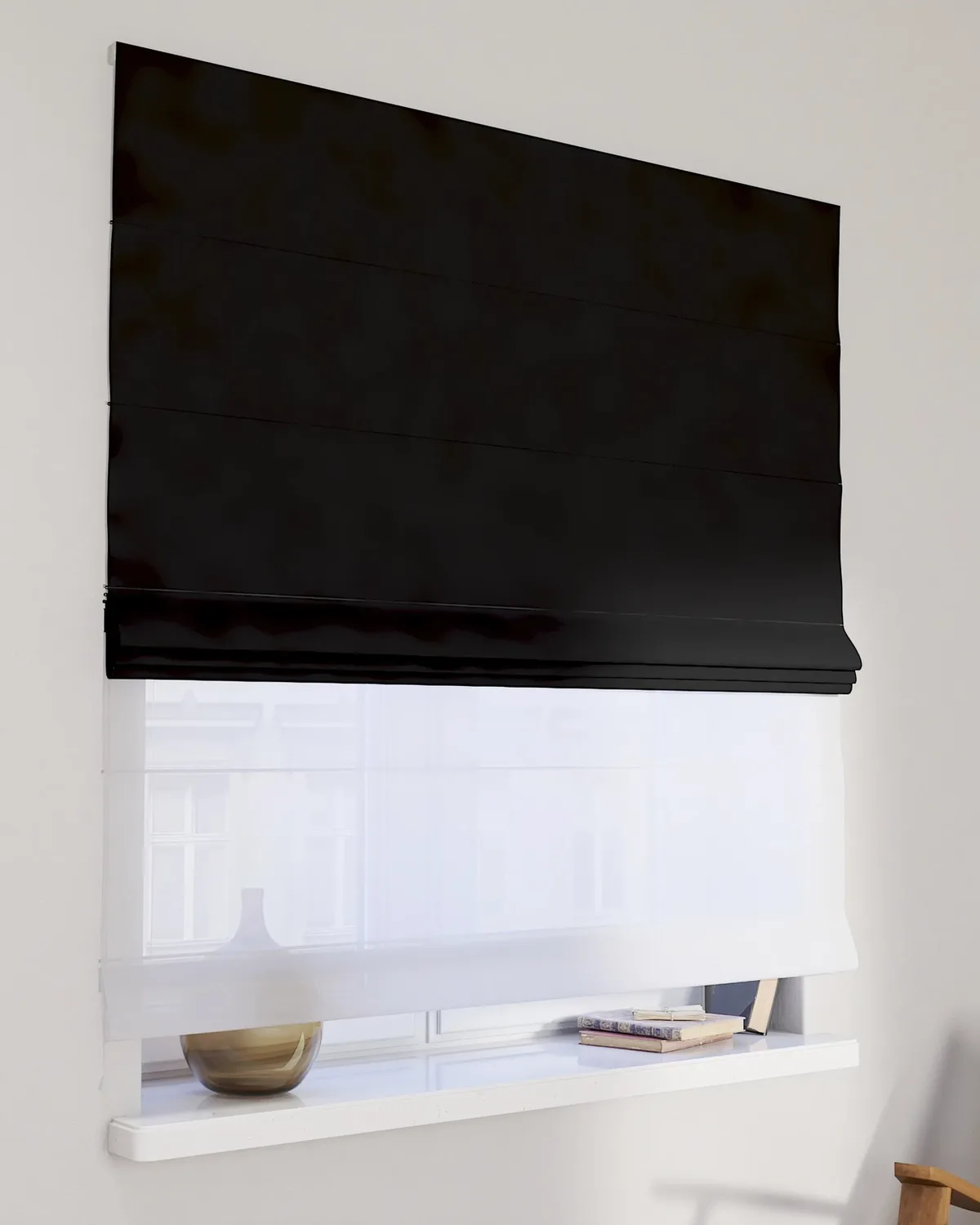 Doppelraffrollo Duo Farbe schwarz Stoff verdunkelnd van Dekoria – productfoto