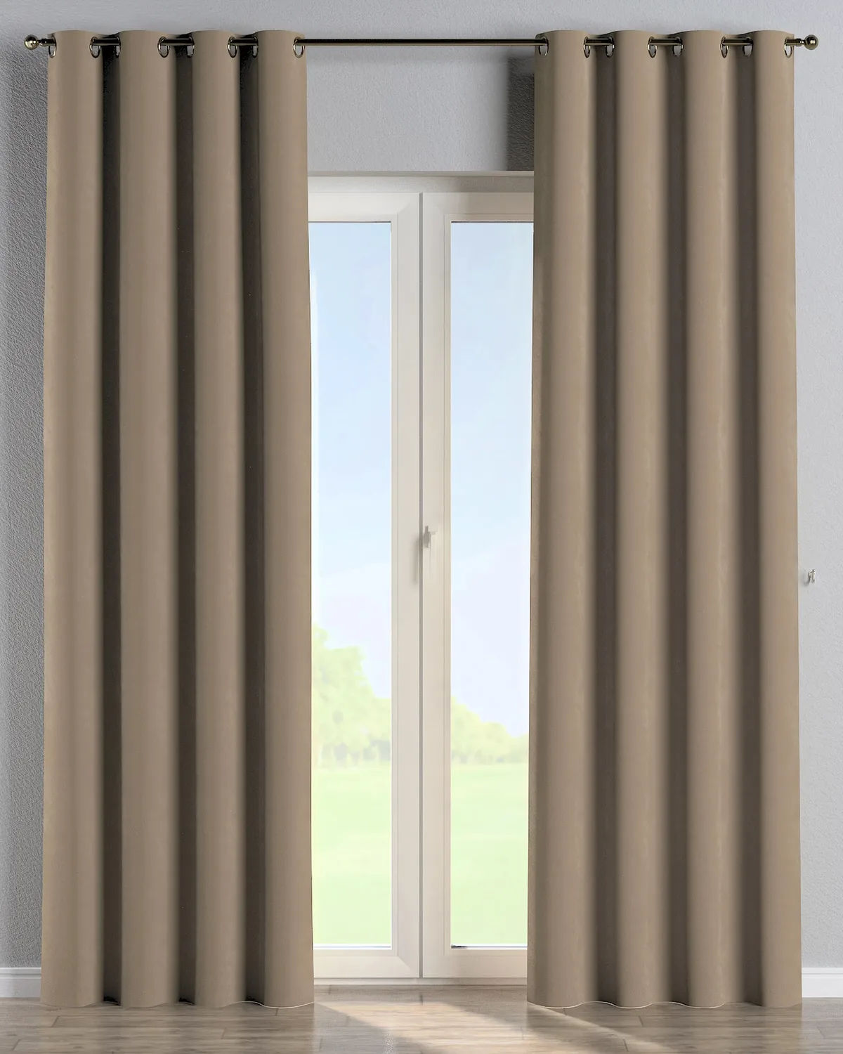 Ösenschal Farbe beige Stoff glänzend, samt de Dekoria – photo du produit