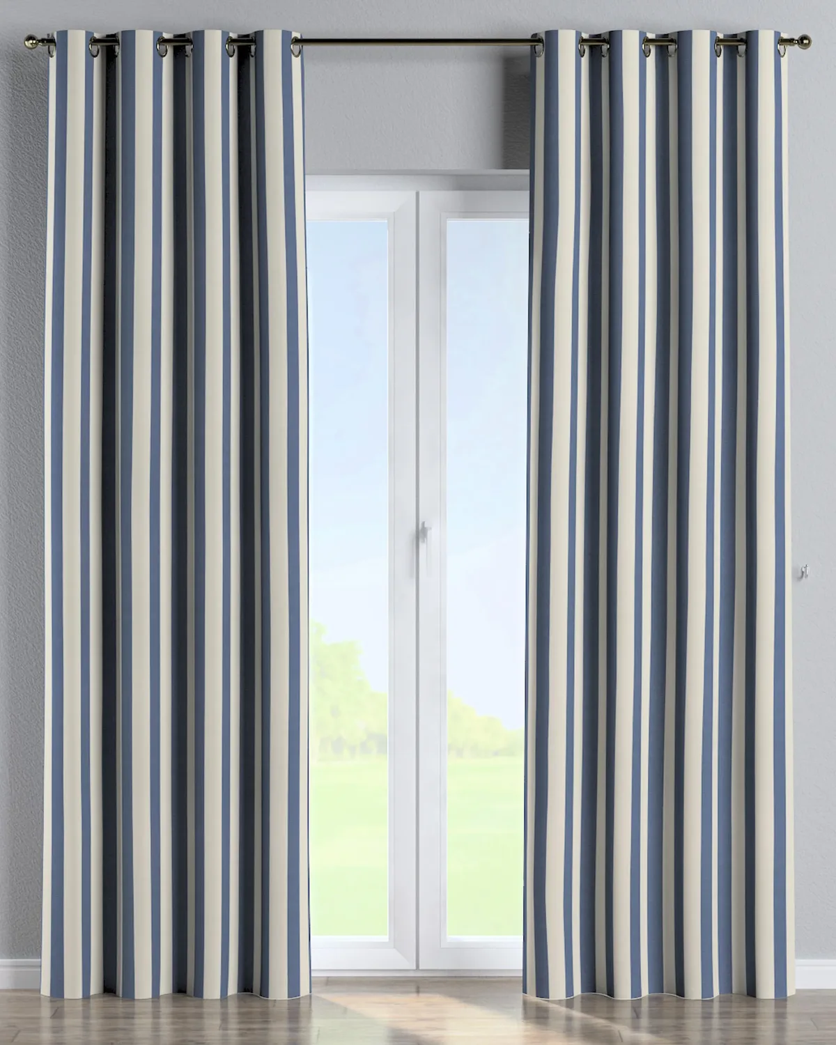 Ösenschal Farbe blau Stoff gemustert de Dekoria – photo du produit