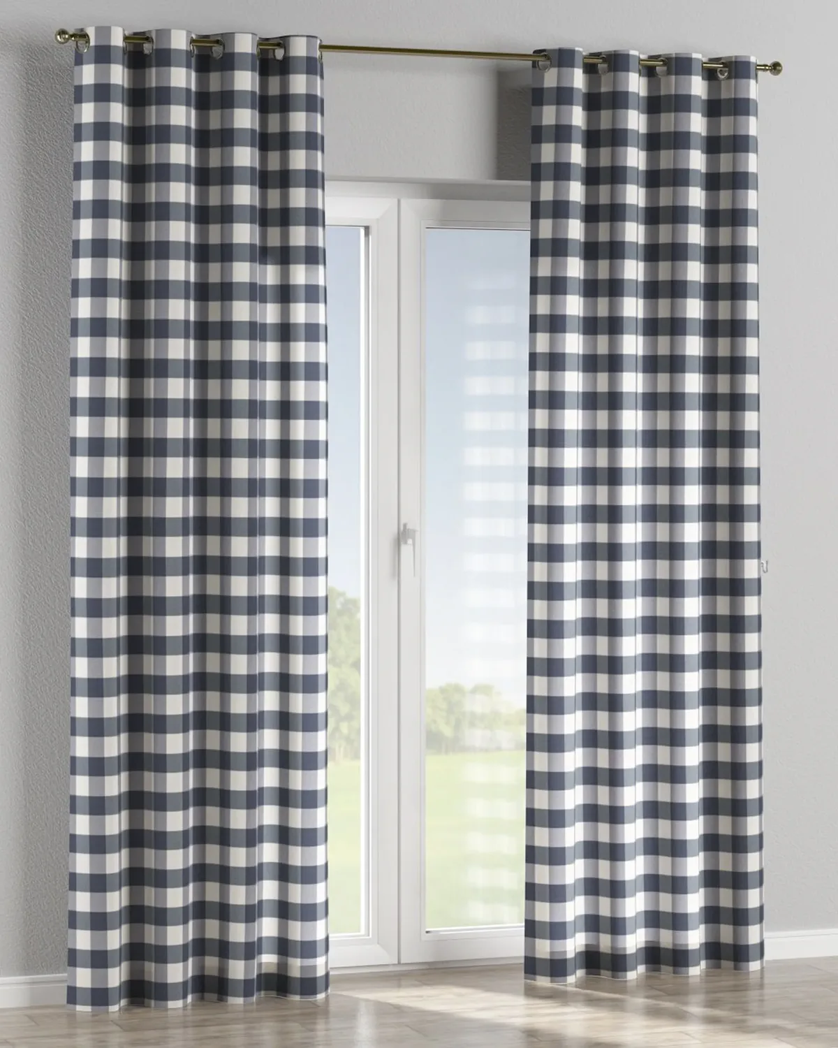 Ösenschal Farbe dunkelblau Stoff gemustert de Dekoria – photo du produit