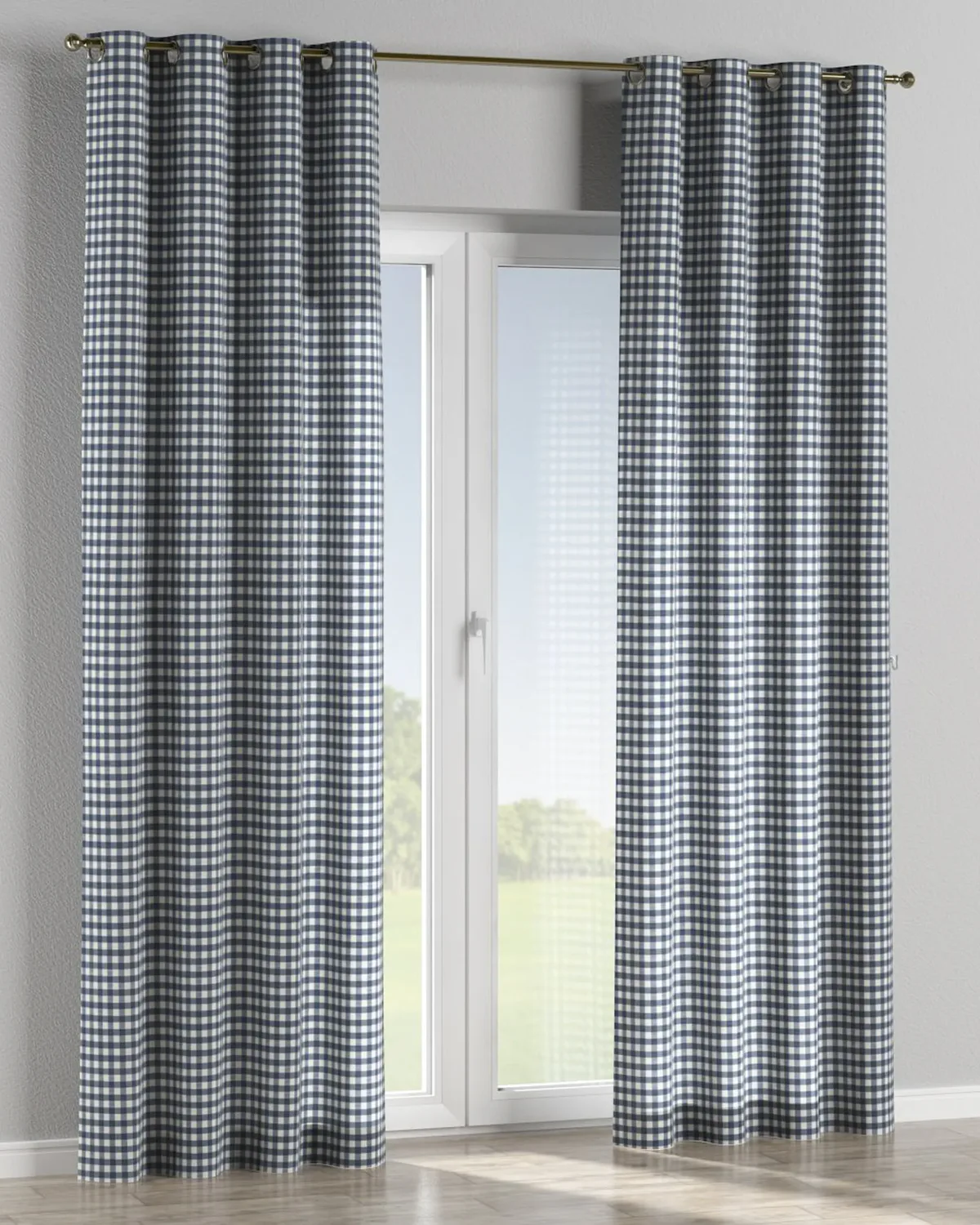Ösenschal Farbe dunkelblau Stoff gemustert de Dekoria – photo du produit