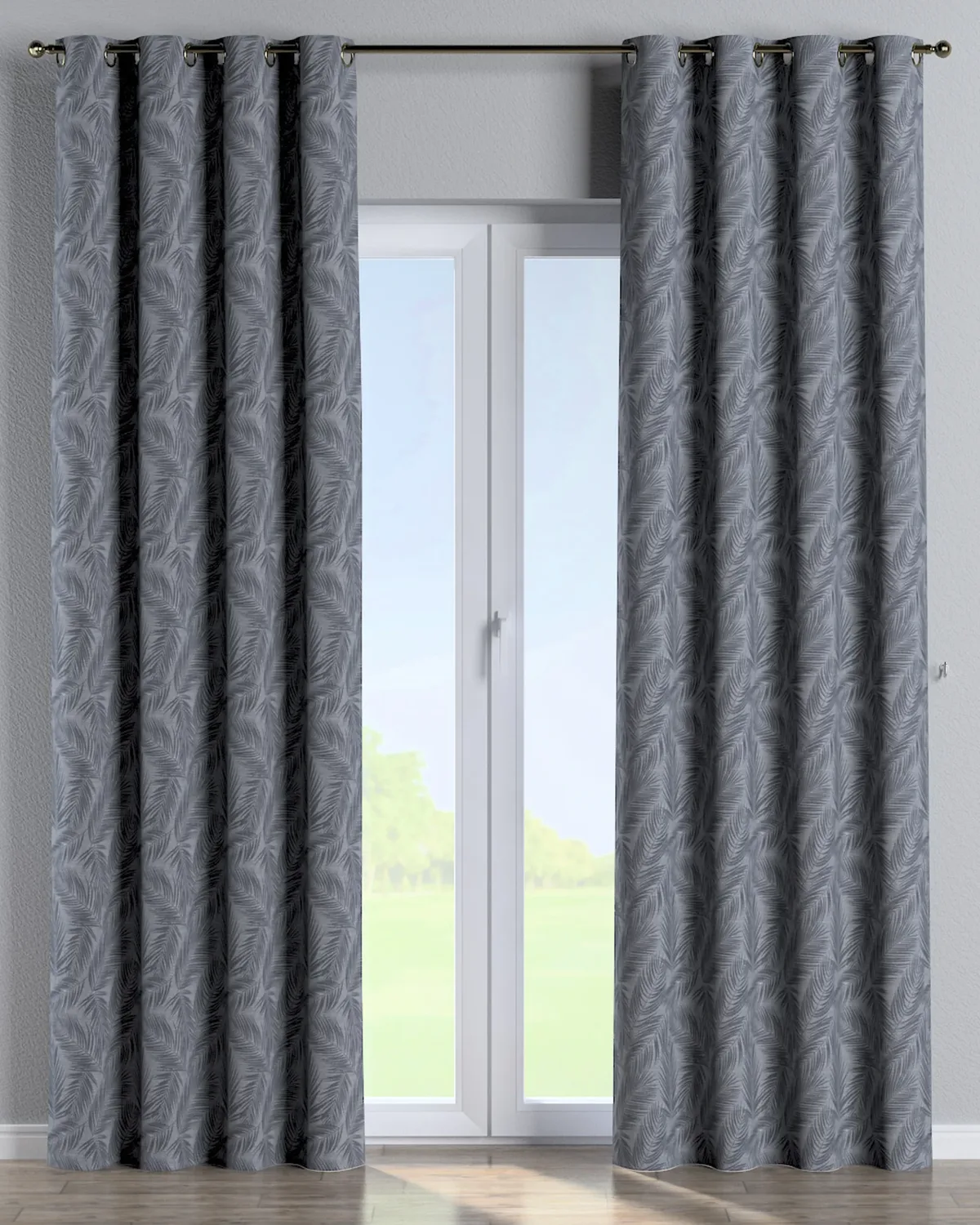 Ösenschal Farbe grau Stoff glänzend, gemustert de Dekoria – photo du produit