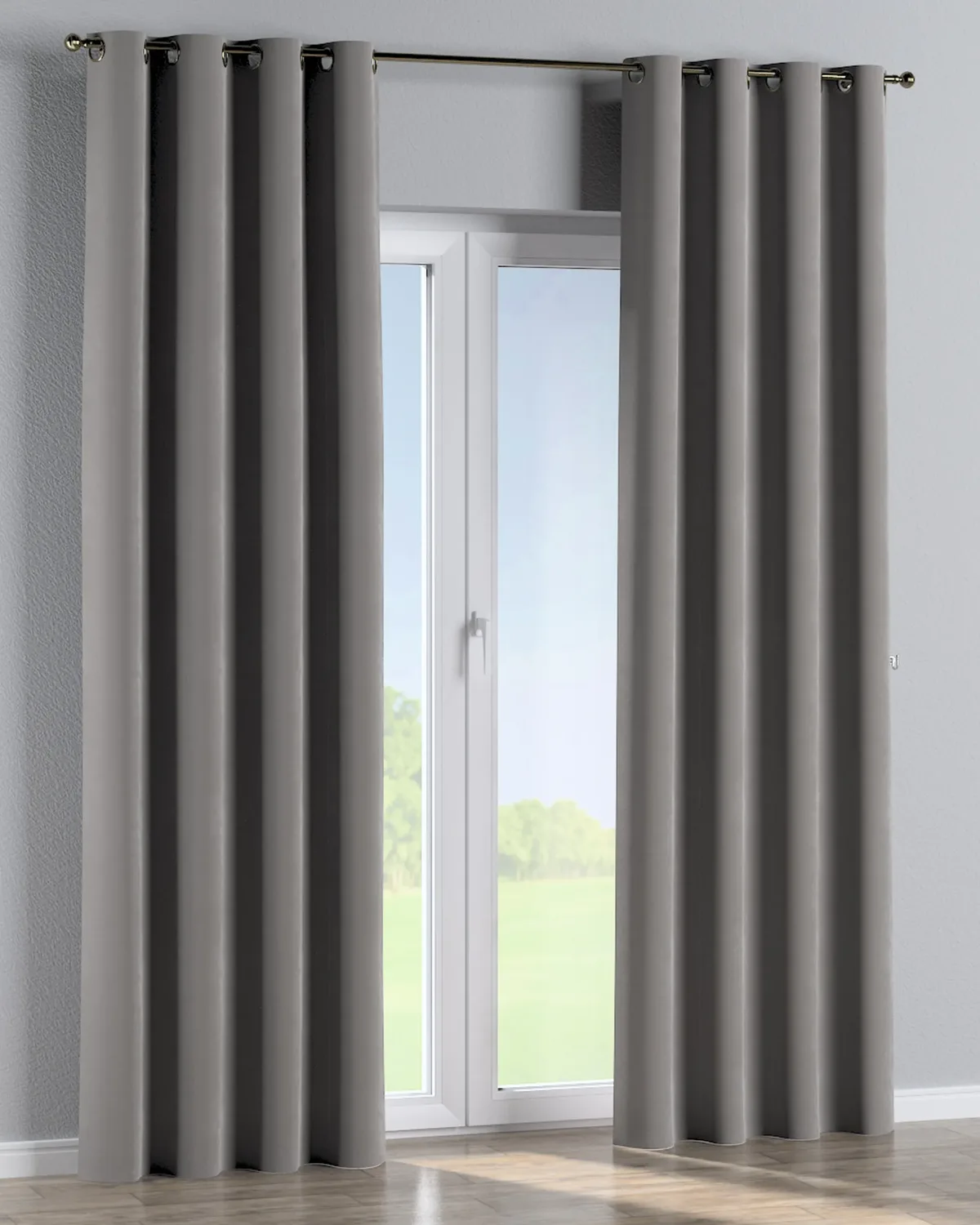Ösenschal Farbe grau Stoff glänzend, samt de Dekoria – photo du produit
