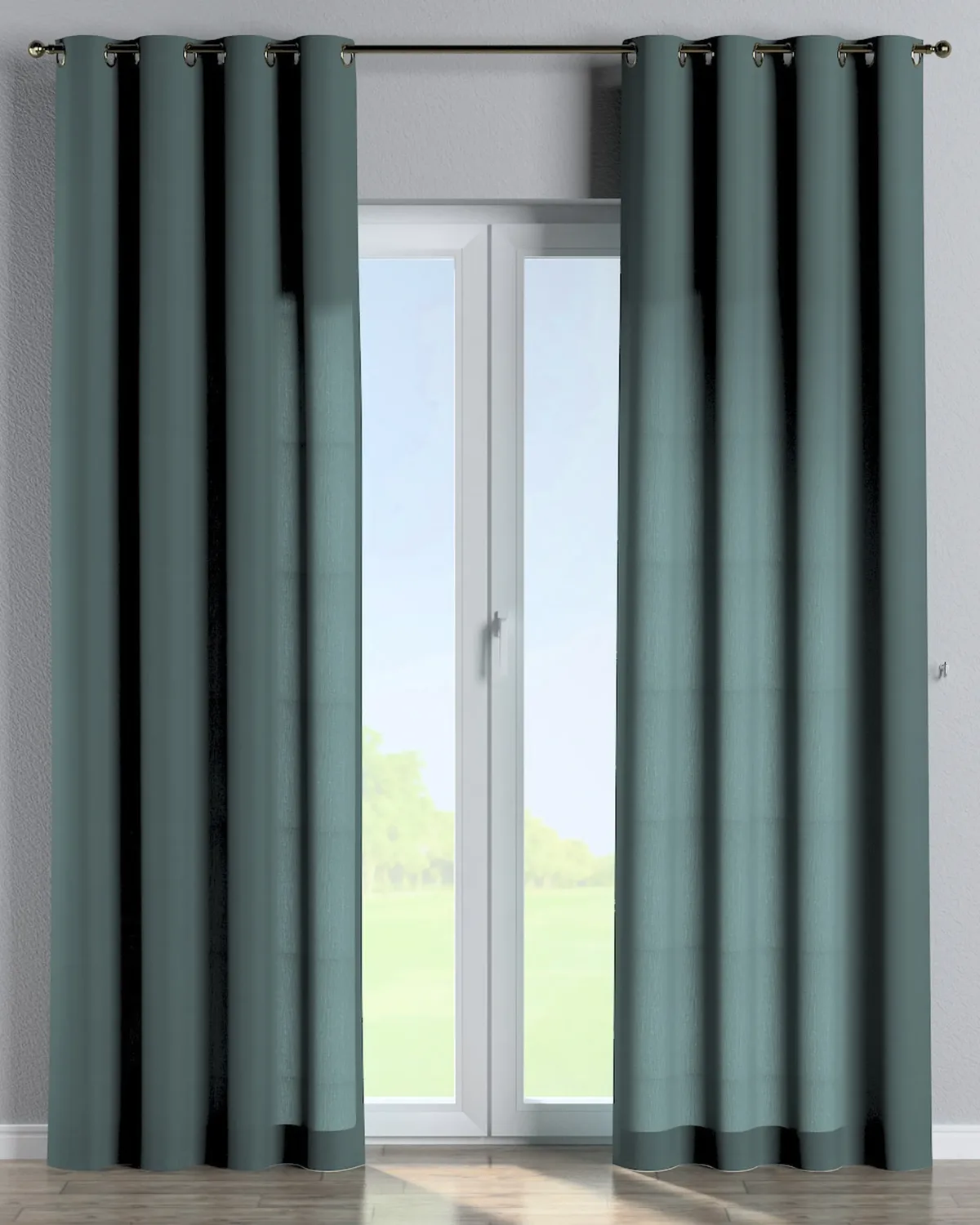 Ösenschal Farbe grün Stoff halbtransparent, strukturiert, aus leinen von Dekoria – Produktfoto