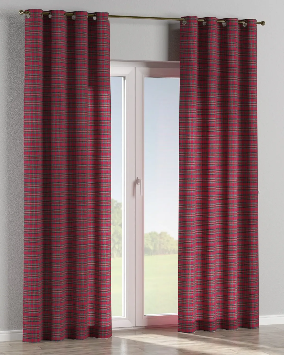 Ösenschal Farbe rot Stoff gemustert de Dekoria – photo du produit