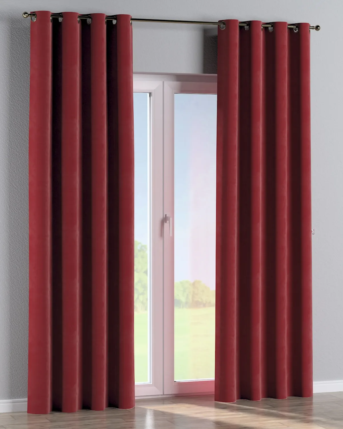 Ösenschal Farbe rot Stoff glänzend, samt von Dekoria – Produktfoto