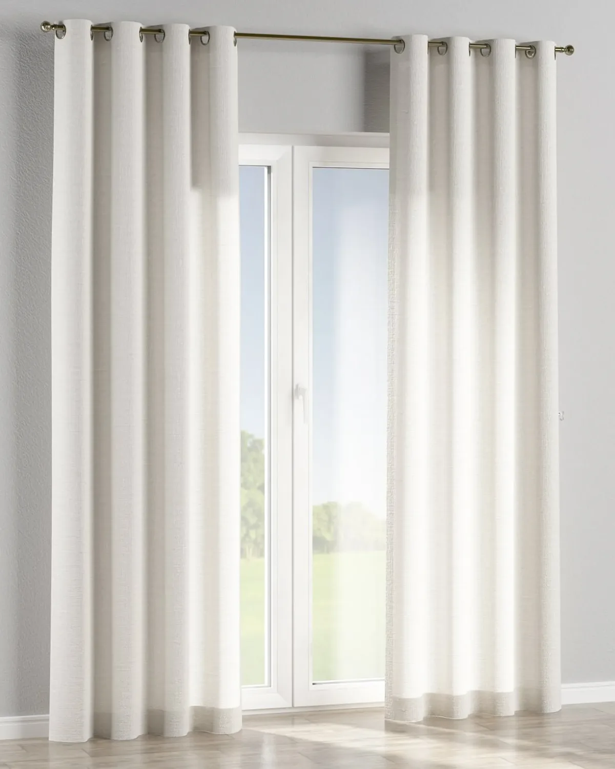 Ösenschal Farbe weiß Stoff halbtransparent, strukturiert, aus leinen von Dekoria – Produktfoto