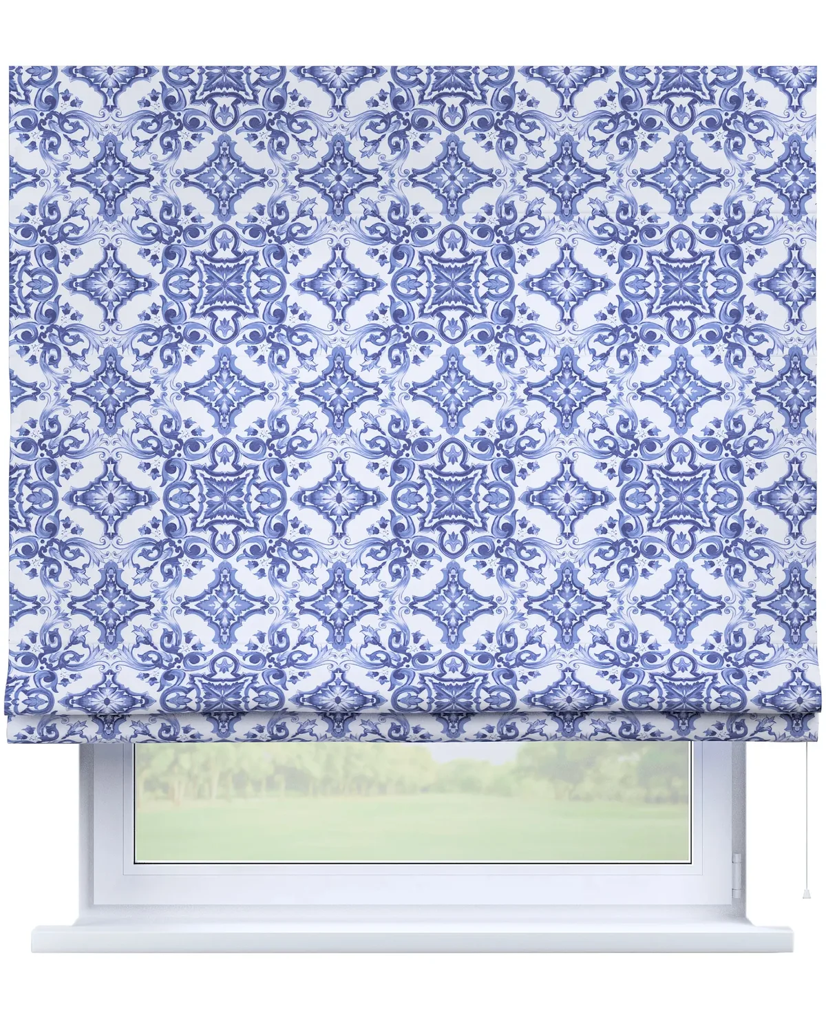 Raffrollo Bari Farbe blau Stoff gemustert de Dekoria – photo du produit