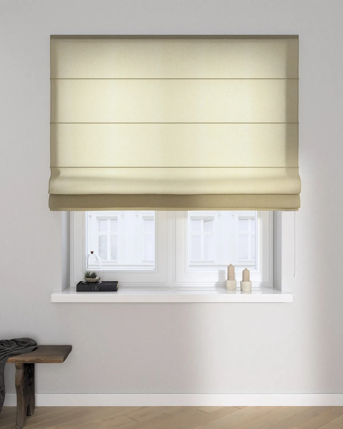 Raffrollo Capri Farbe beige Stoff halbtransparent, glänzend, strukturiert fra Dekoria – produktbillede