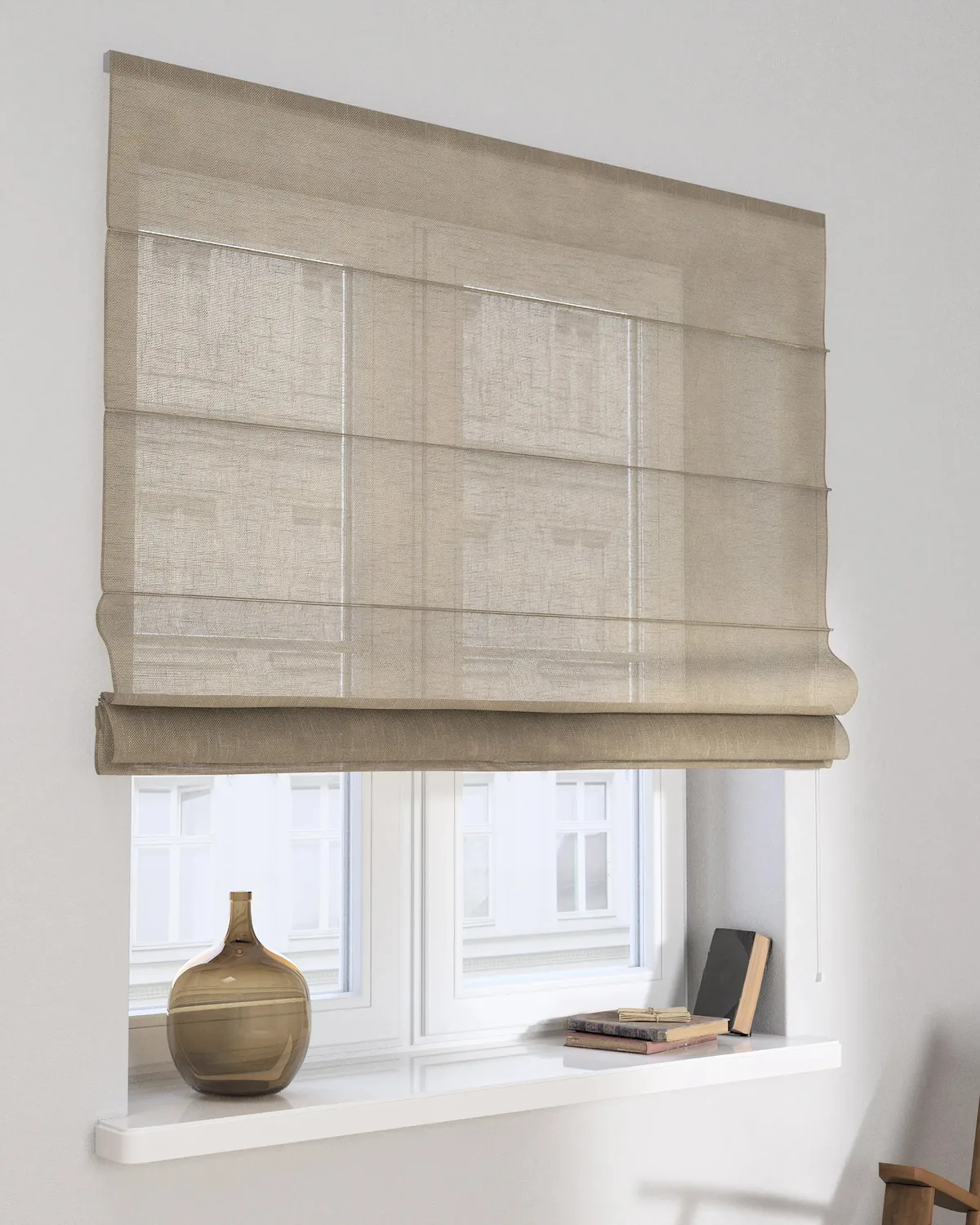 Raffrollo Capri Farbe beige Stoff halbtransparent, strukturiert de Dekoria – photo du produit
