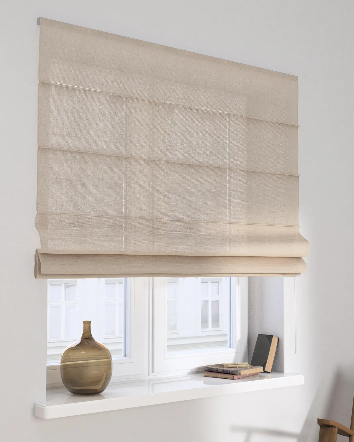 Raffrollo Capri Farbe beige Stoff halbtransparent, strukturiert de Dekoria – photo du produit