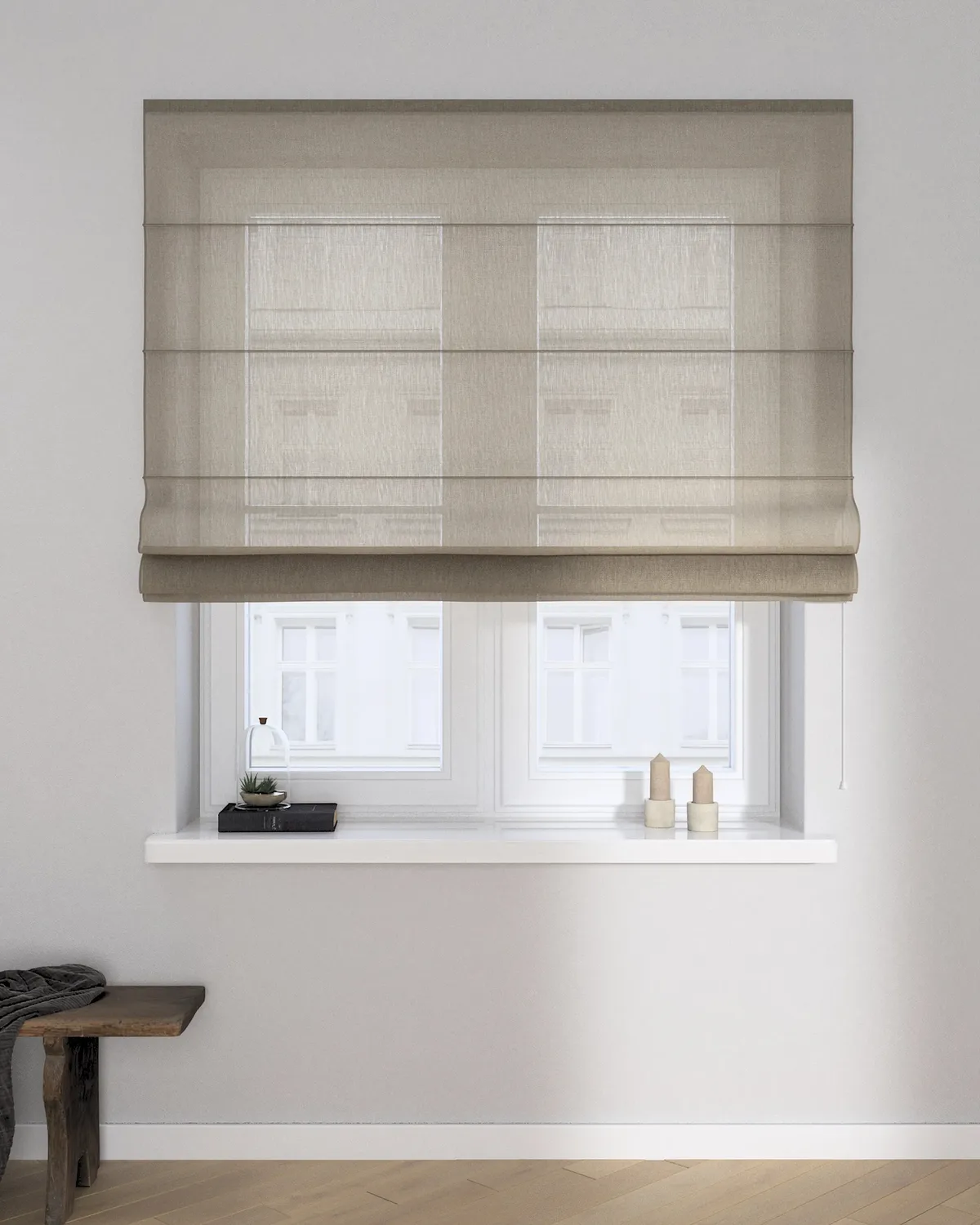 Raffrollo Capri Farbe beige Stoff halbtransparent, strukturiert de Dekoria – photo du produit