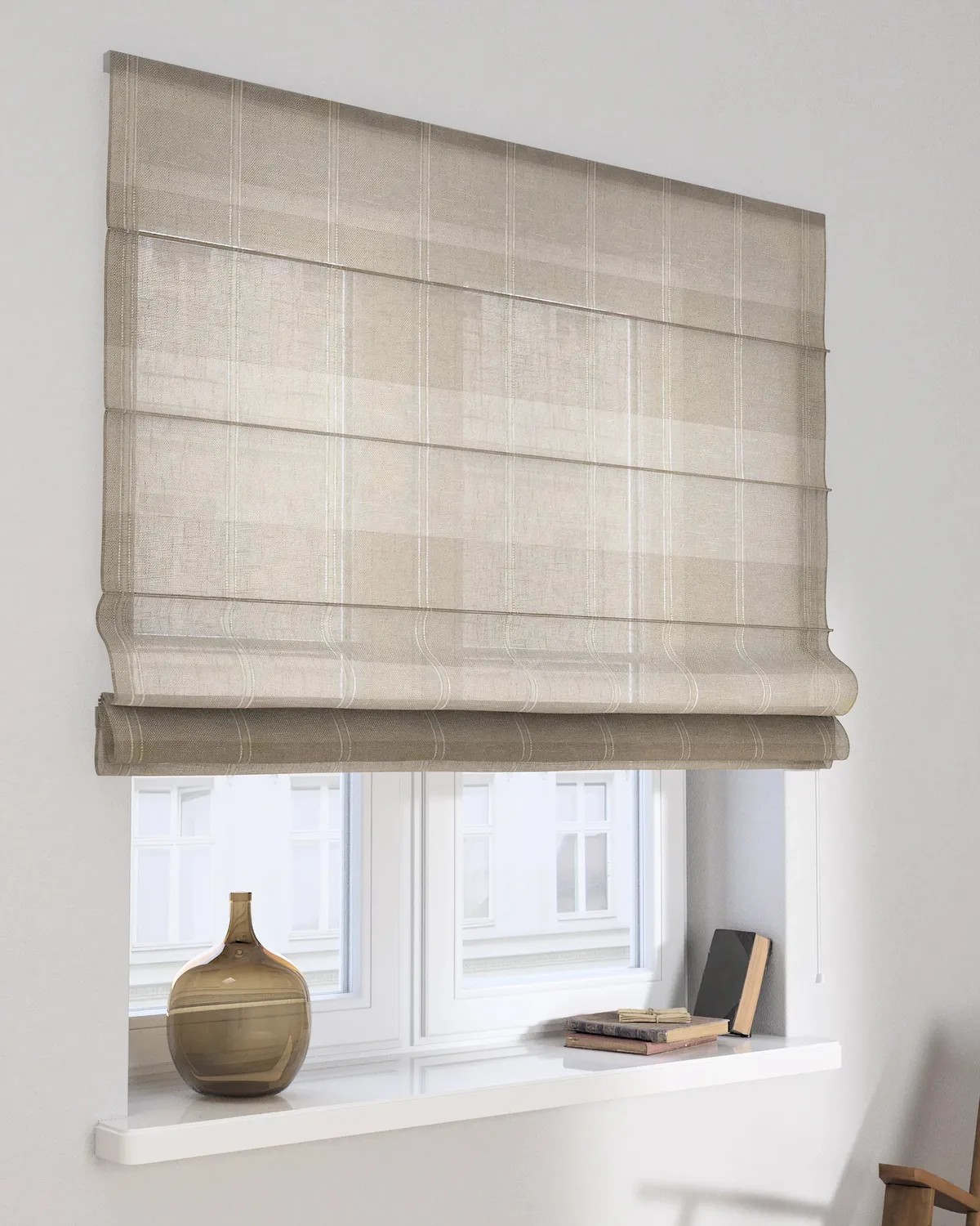 Raffrollo Capri Farbe beige Stoff halbtransparent, strukturiert, gemustert de Dekoria – photo du produit