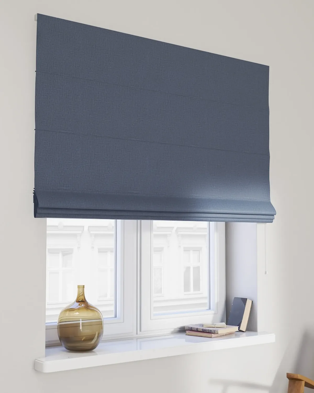Raffrollo Capri Farbe blau Stoff strukturiert, verdunkelnd von Dekoria – Produktfoto