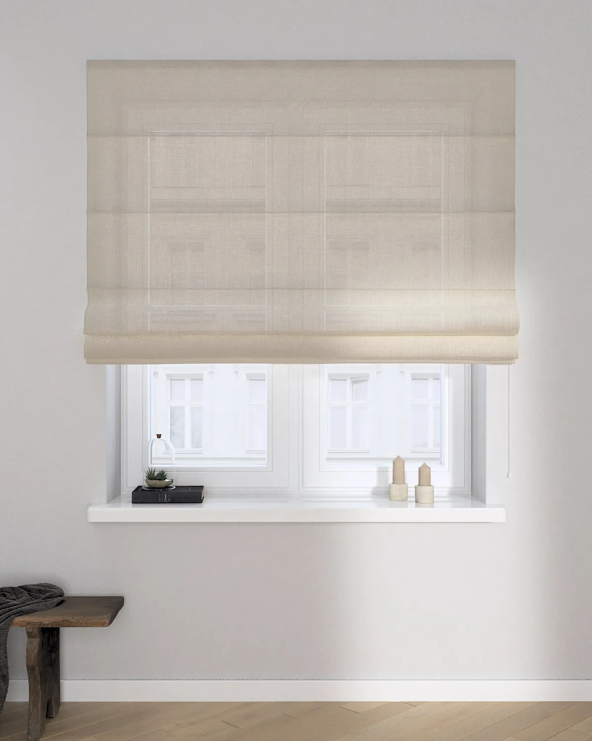 Raffrollo Capri Farbe creme Stoff halbtransparent, glänzend, strukturiert de Dekoria – photo du produit