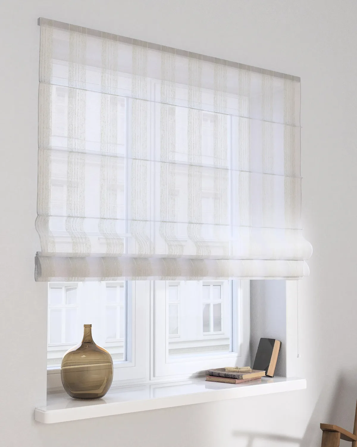 Raffrollo Capri Farbe creme Stoff halbtransparent, strukturiert, gemustert de Dekoria – photo du produit