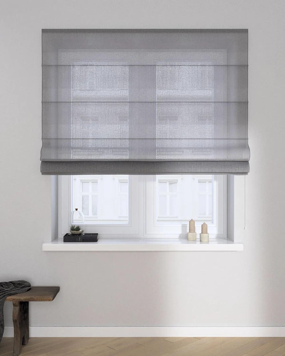 Raffrollo Capri Farbe grau Stoff halbtransparent, strukturiert de Dekoria – photo du produit