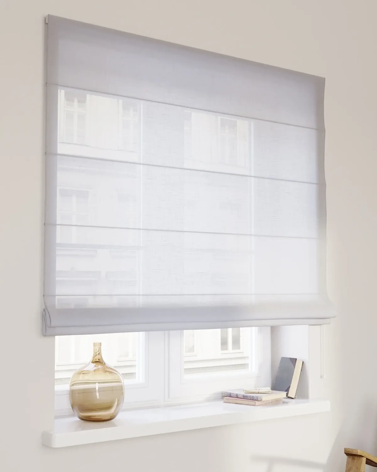 Raffrollo Capri Farbe weiß Stoff halbtransparent, strukturiert de Dekoria – photo du produit