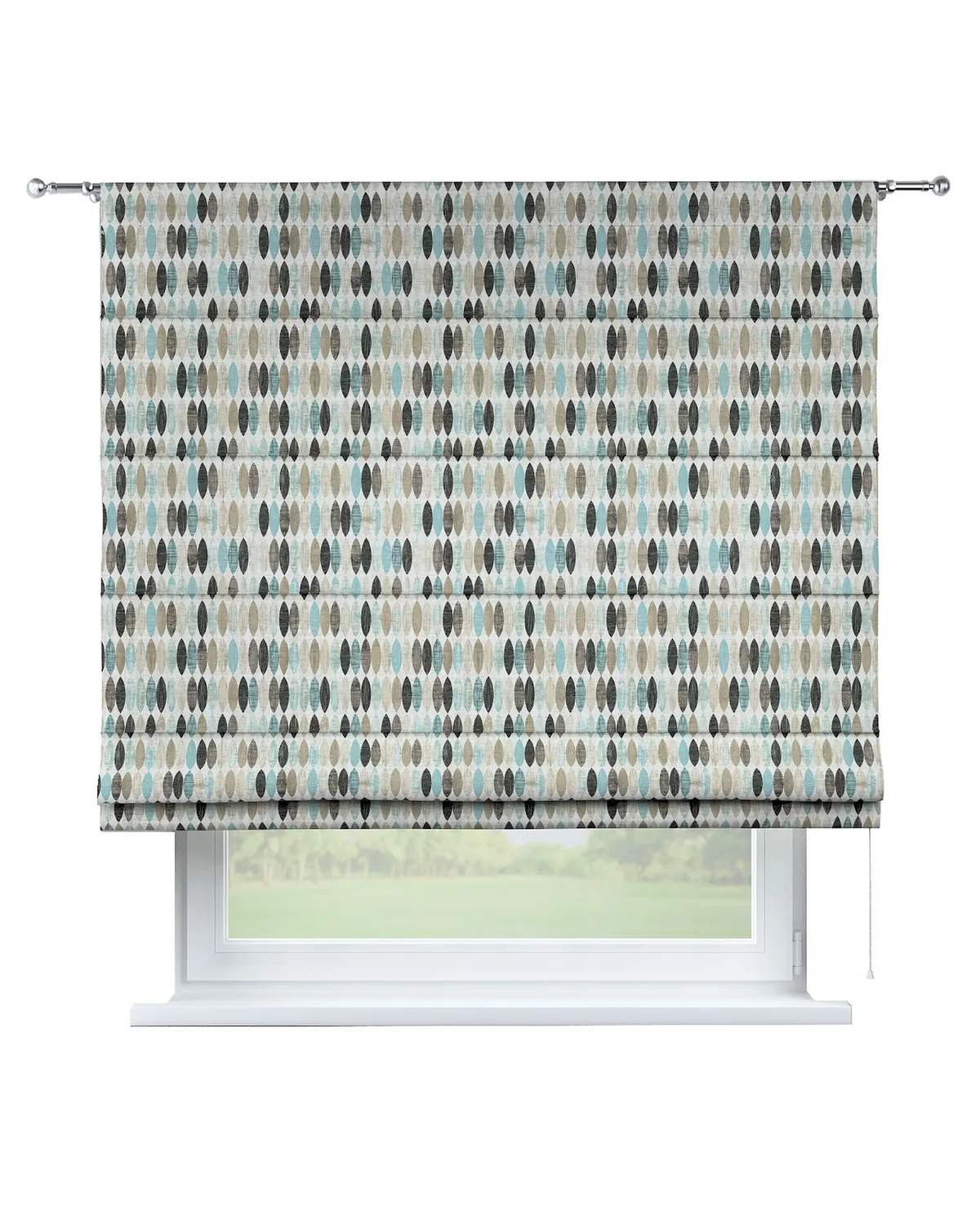 Raffrollo Torino Farbe beige Stoff gemustert de Dekoria – photo du produit