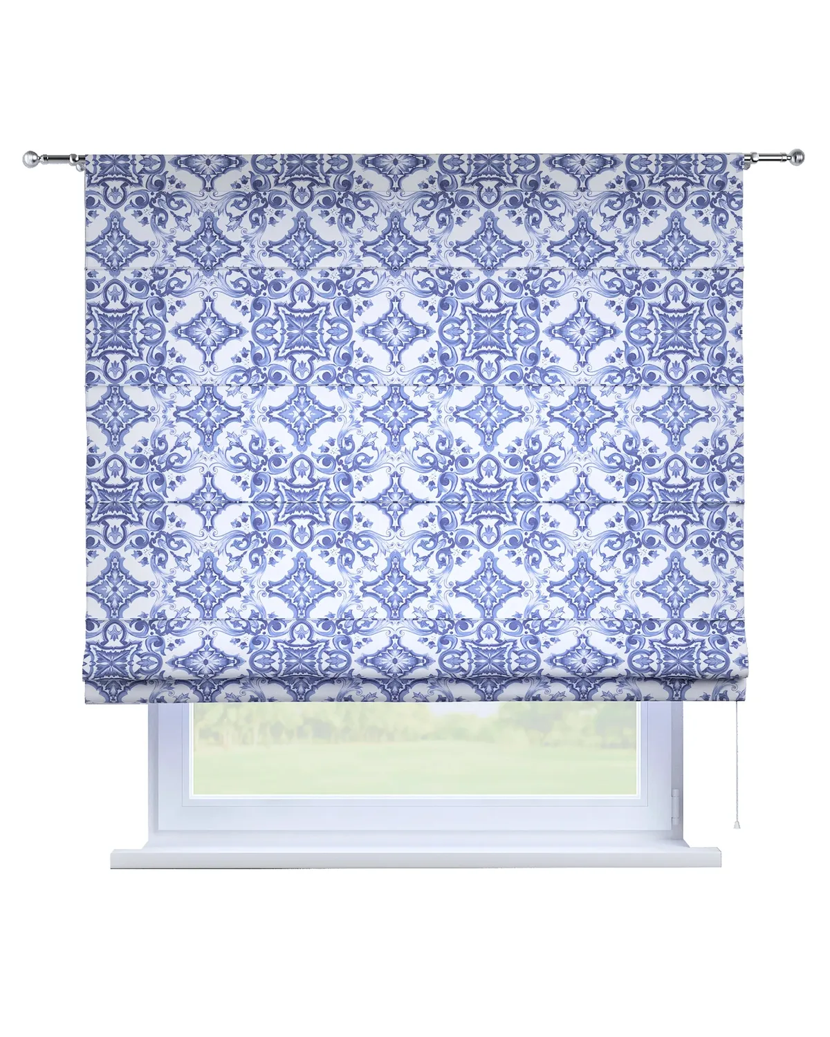 Raffrollo Torino Farbe blau Stoff gemustert de Dekoria – photo du produit