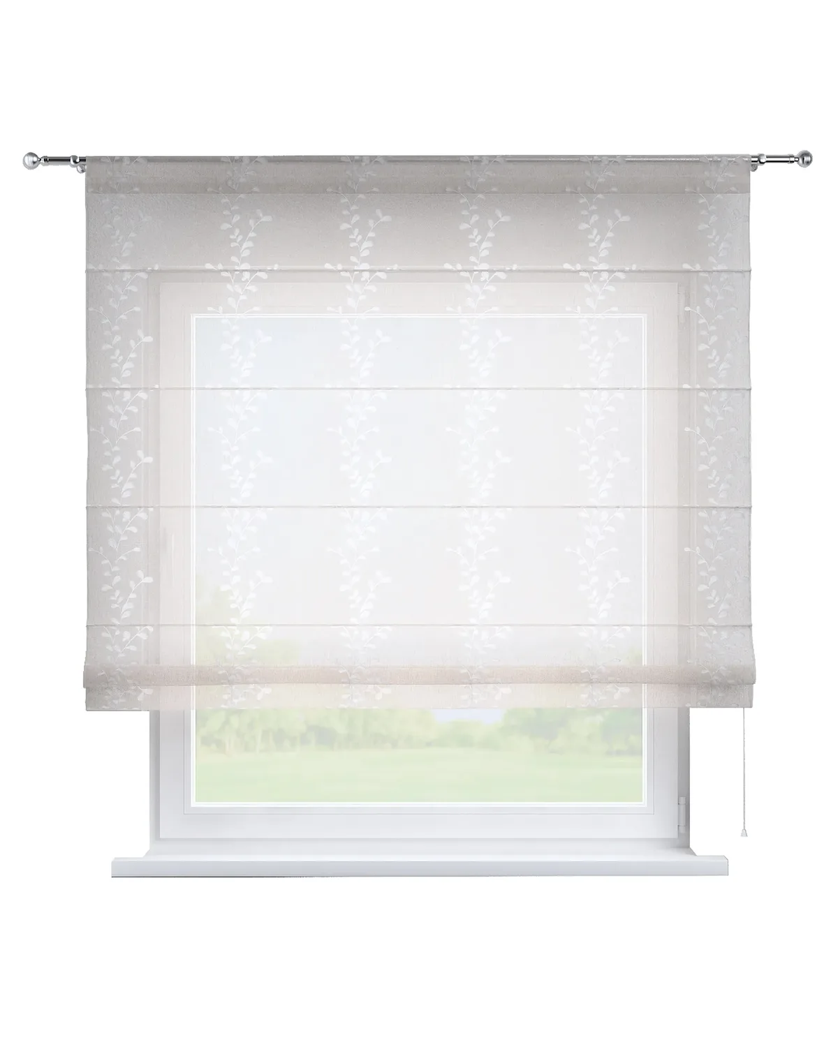 Raffrollo Torino Farbe creme Stoff halbtransparent, strukturiert de Dekoria – photo du produit