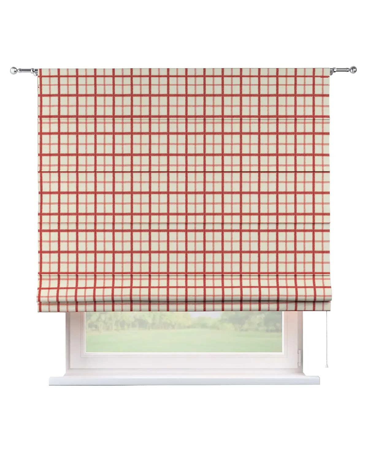 Raffrollo Torino Farbe rot Stoff gemustert de Dekoria – photo du produit