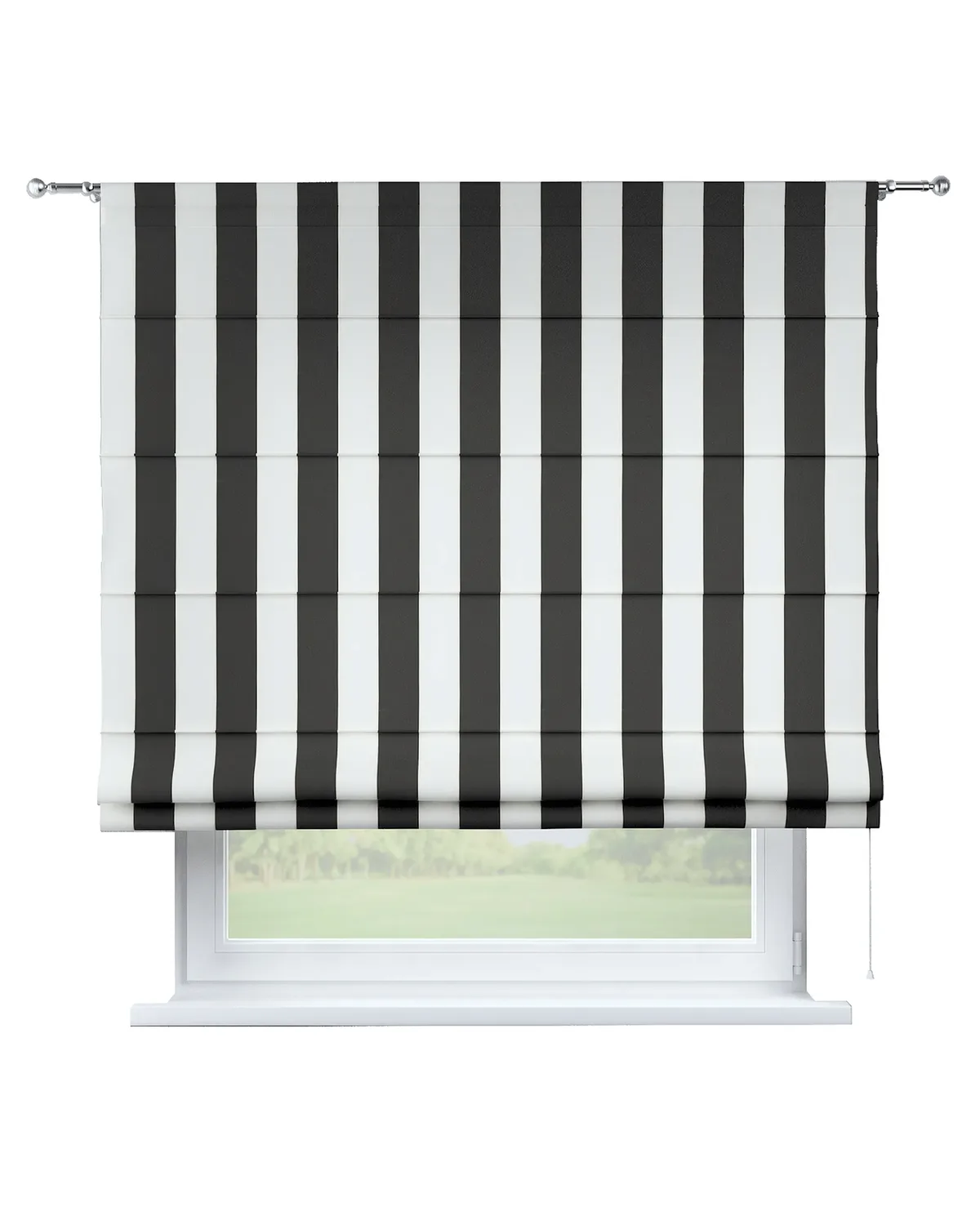 Raffrollo Torino Farbe schwarz Stoff gemustert de Dekoria – photo du produit