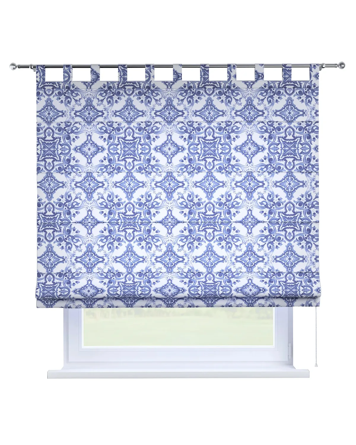 Raffrollo Verona Farbe blau Stoff gemustert de Dekoria – photo du produit