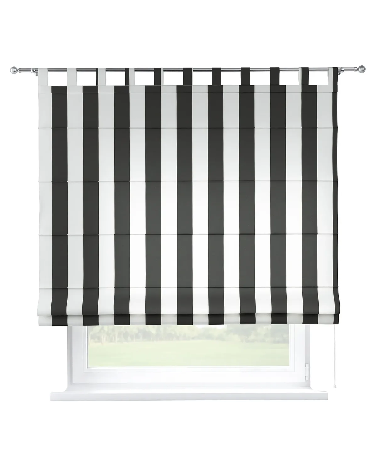 Raffrollo Verona Farbe schwarz Stoff gemustert de Dekoria – photo du produit
