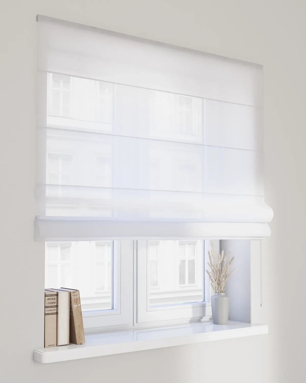 Raffrollo Voile Siena Farbe weiß Stoff halbtransparent, glänzend de Dekoria – photo du produit