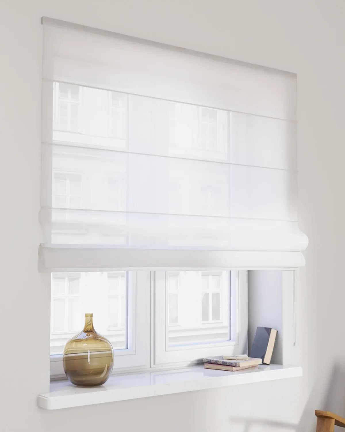 Raffrollo Voile Siena Farbe weiß Stoff halbtransparent, strukturiert de Dekoria – photo du produit