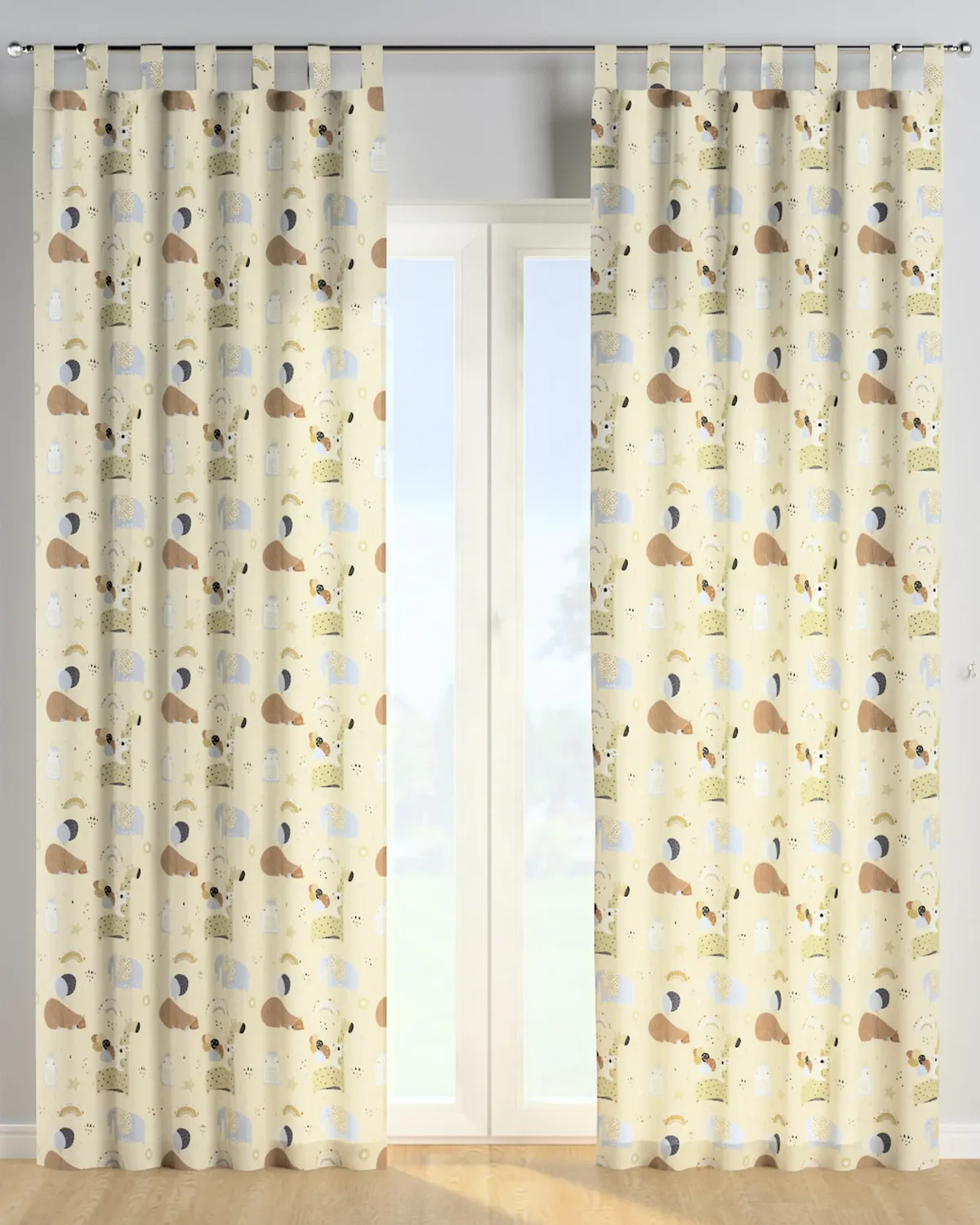 Schlaufenschal Farbe beige Stoff gemustert de Dekoria – photo du produit