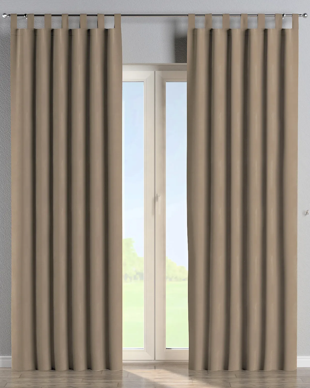 Schlaufenschal Farbe beige Stoff glänzend, samt de Dekoria – photo du produit