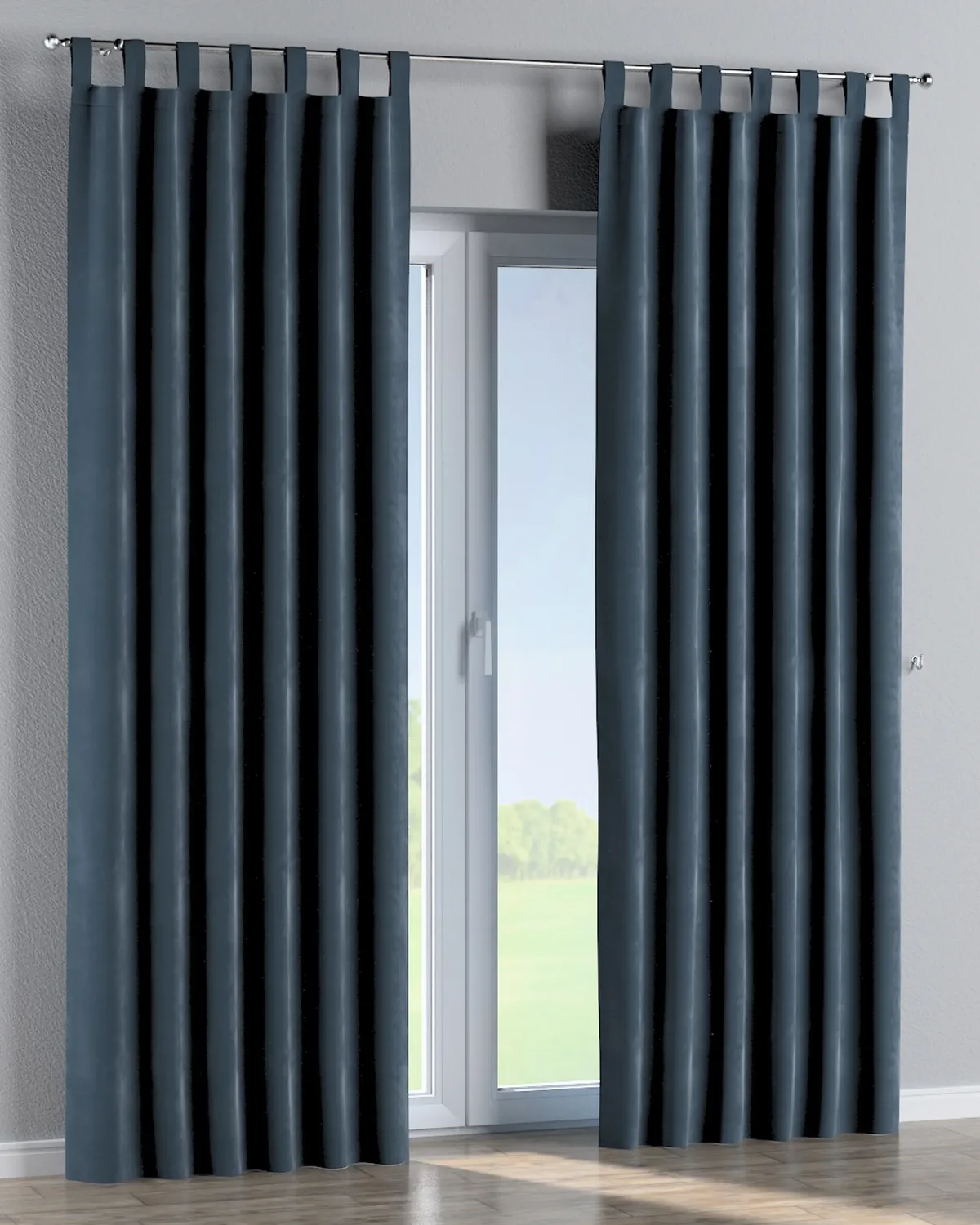 Schlaufenschal Farbe blau Stoff glänzend, samt de Dekoria – photo du produit