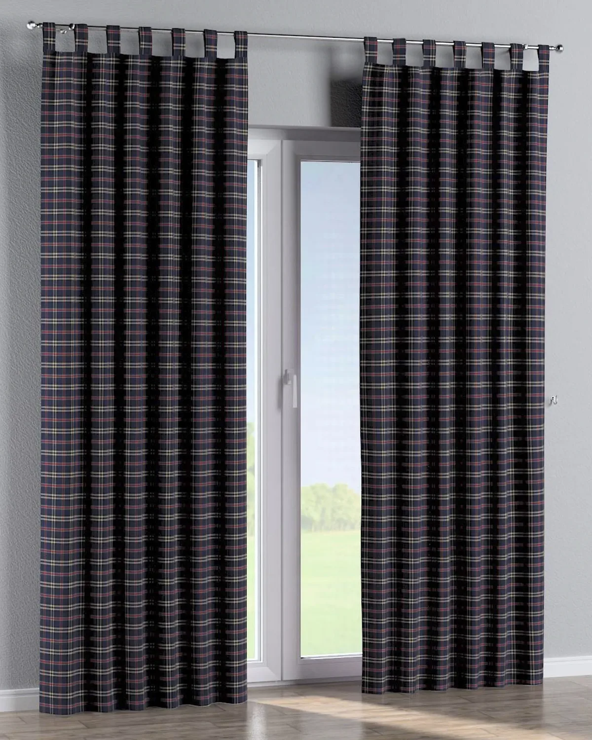 Schlaufenschal Farbe dunkelblau Stoff gemustert de Dekoria – photo du produit
