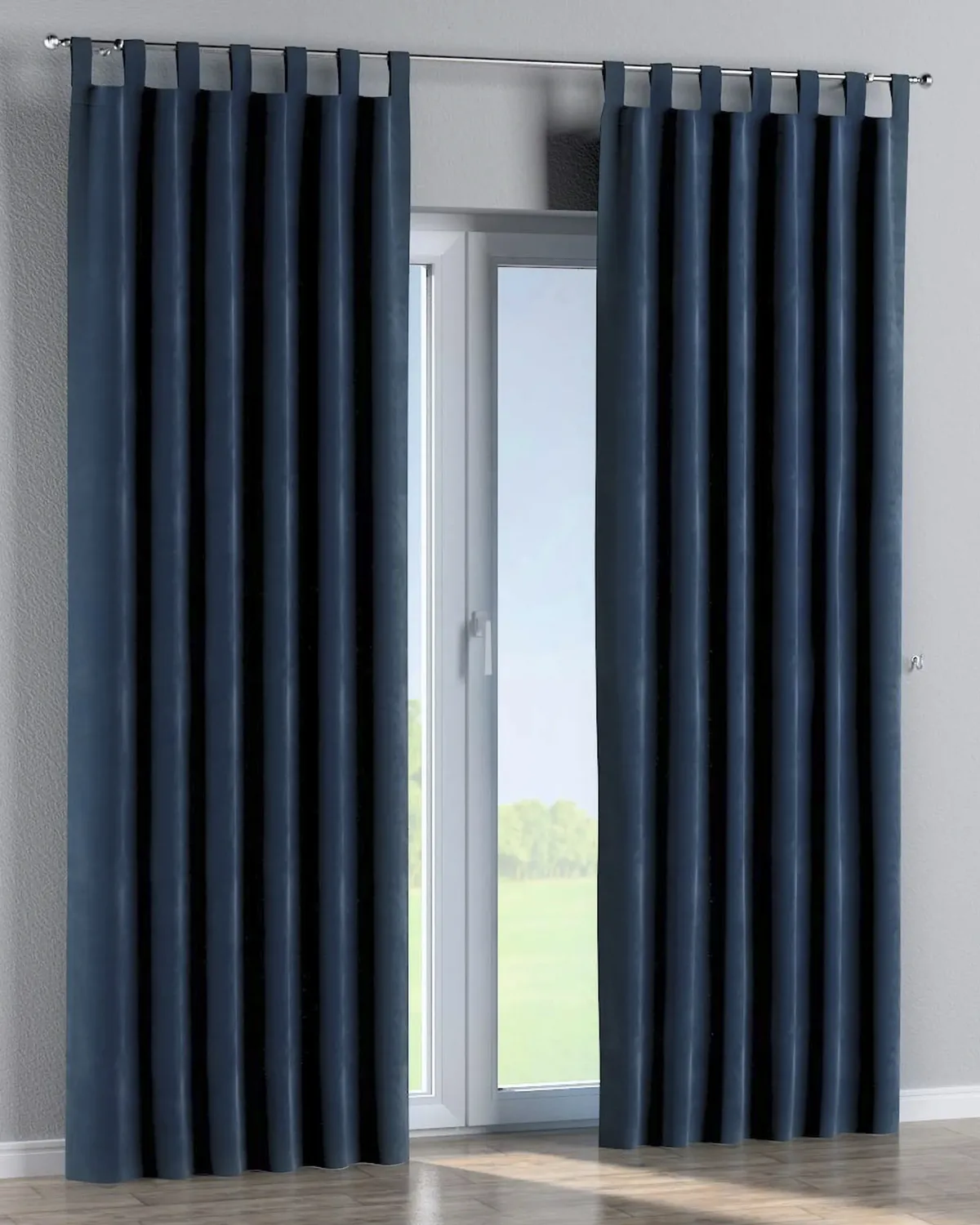 Schlaufenschal Farbe dunkelblau Stoff glänzend, samt de Dekoria – photo du produit