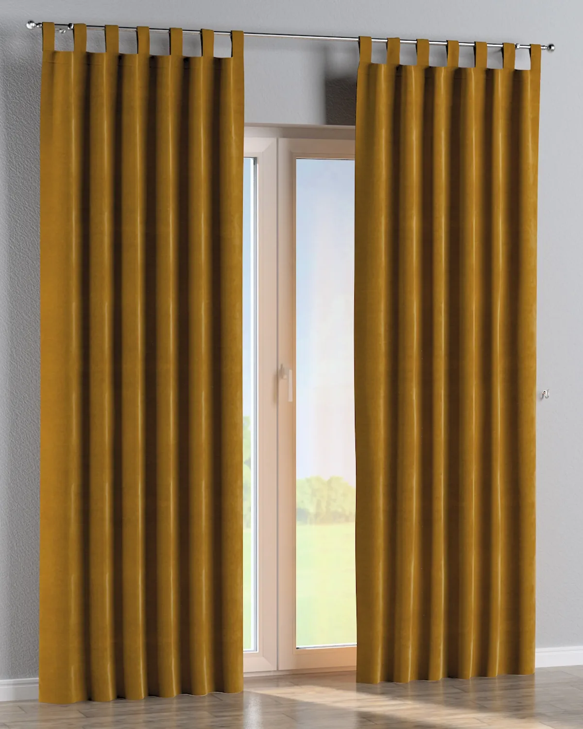 Schlaufenschal Farbe gelb Stoff glänzend, samt de Dekoria – photo du produit
