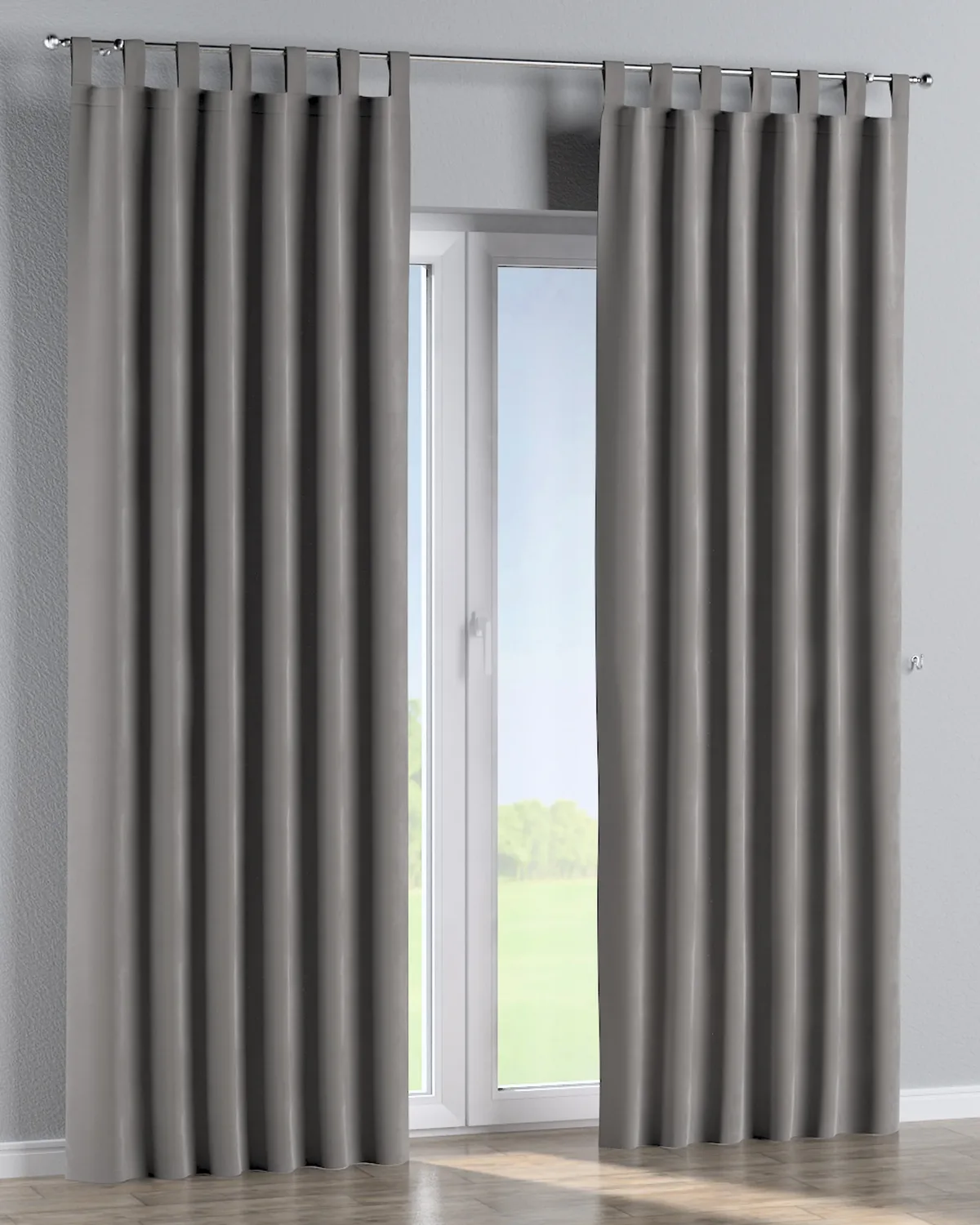 Schlaufenschal Farbe grau Stoff glänzend, samt de Dekoria – photo du produit