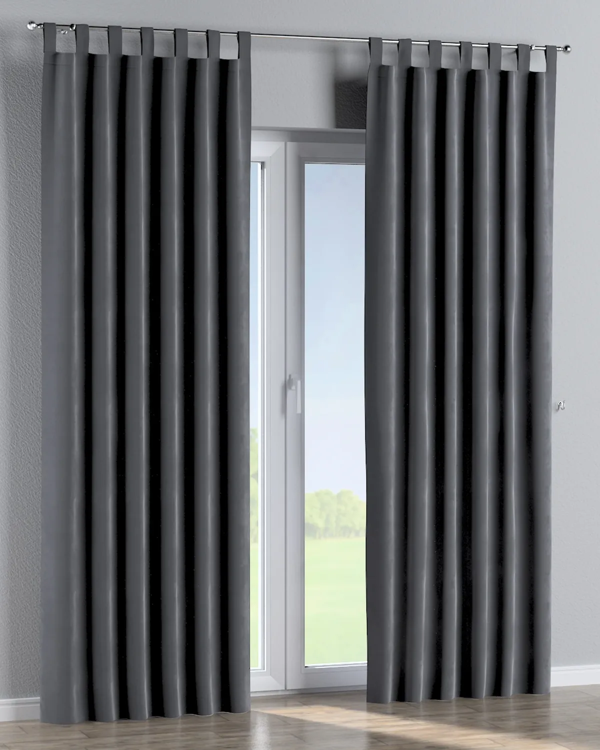 Schlaufenschal Farbe grau Stoff glänzend, samt de Dekoria – photo du produit