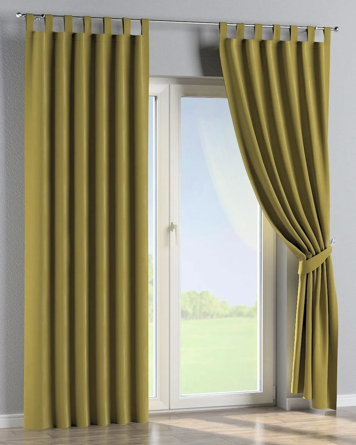 Schlaufenschal Farbe grün Stoff glänzend, samt van Dekoria – productfoto