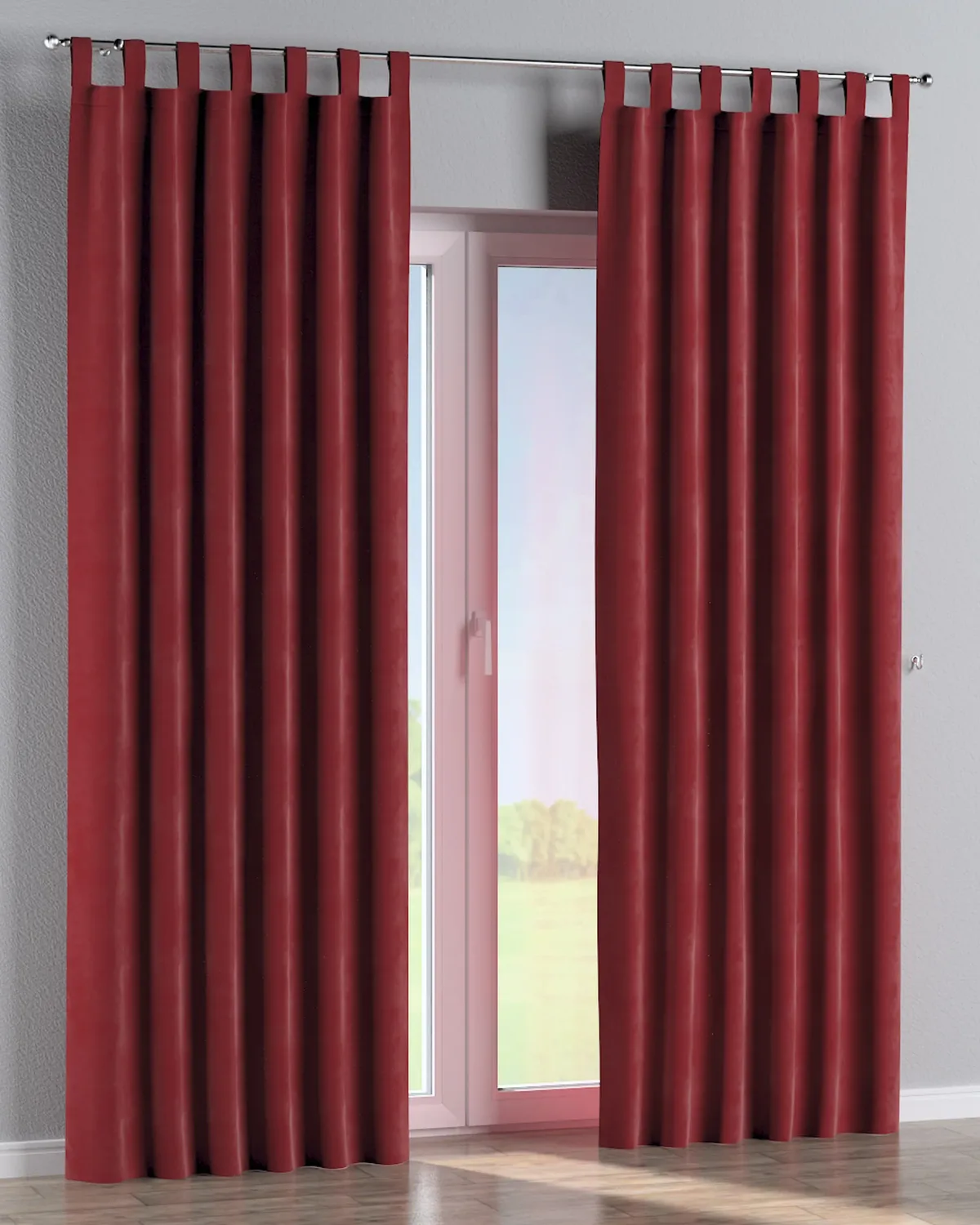 Schlaufenschal Farbe rot Stoff glänzend, samt fra Dekoria – produktbillede