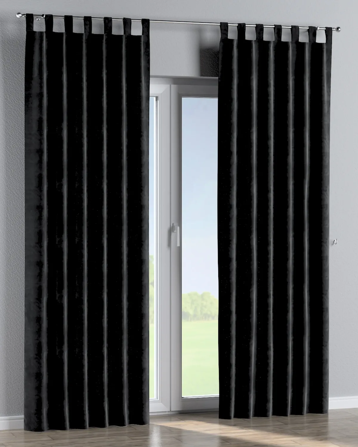 Schlaufenschal Farbe schwarz Stoff glänzend, samt de Dekoria – photo du produit