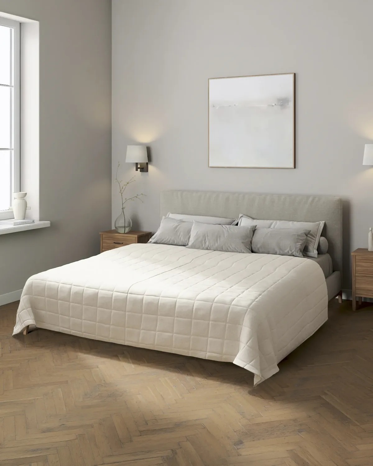 Tagesdecke mit Karosteppung Farbe beige van Dekoria – productfoto