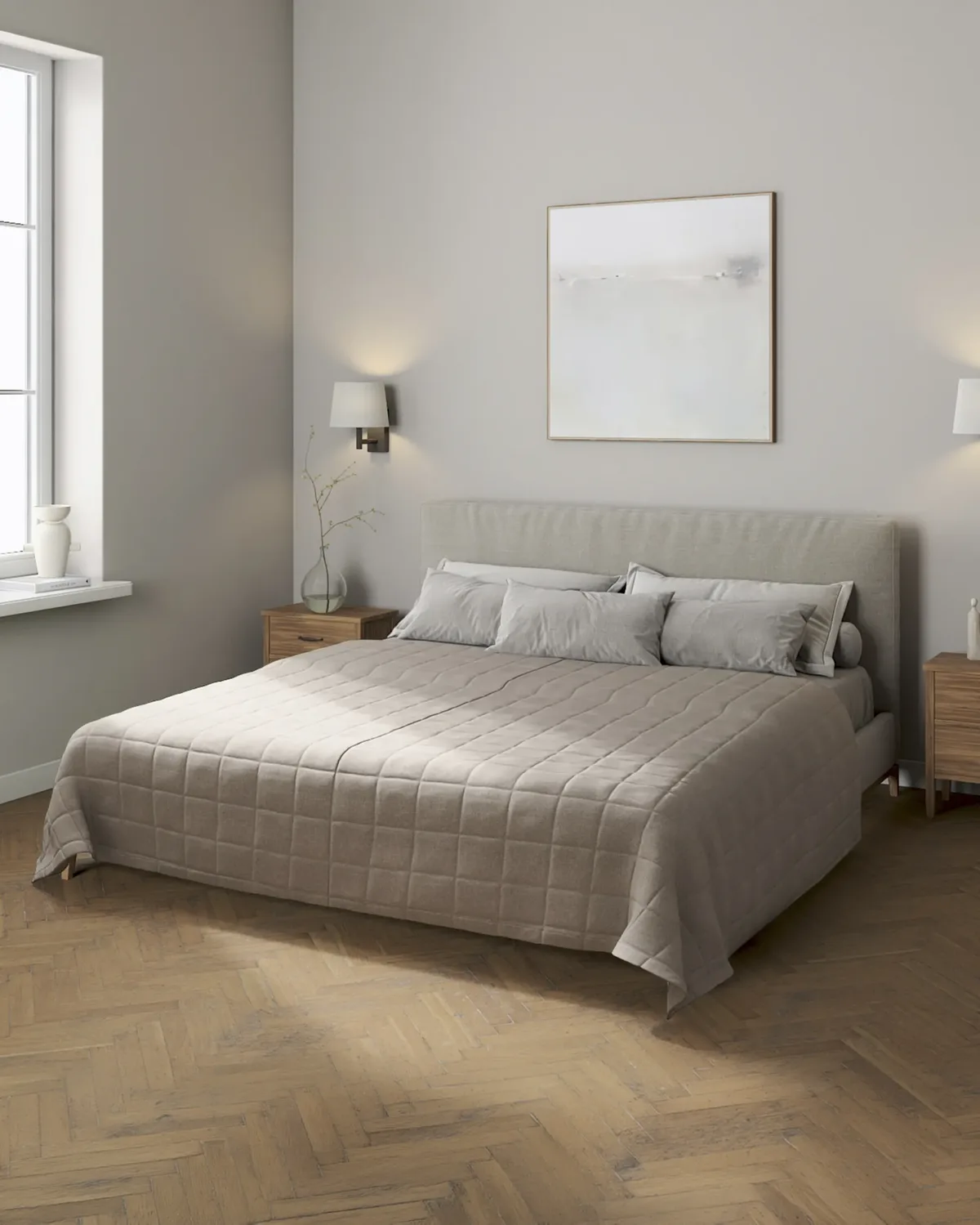 Tagesdecke mit Karosteppung Farbe beige Stoff strukturiert van Dekoria – productfoto