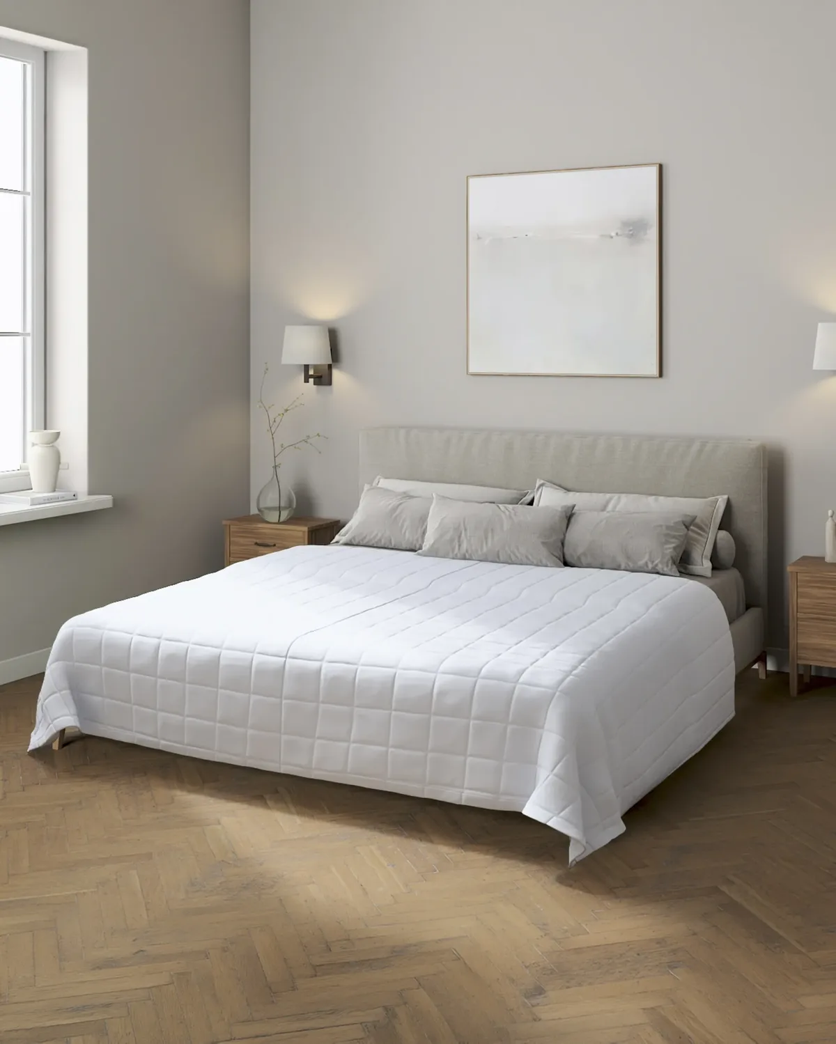 Tagesdecke mit Karosteppung Farbe blau van Dekoria – productfoto